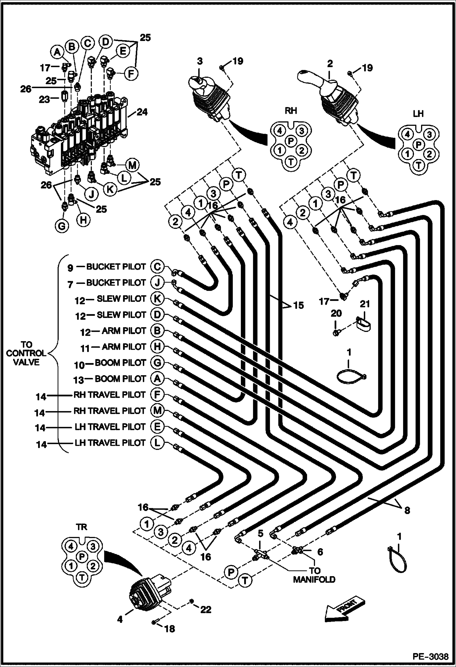 Схема запчастей Bobcat 425 - HYDRAULIC CIRCUITRY (Pilot) HYDRAULIC SYSTEM