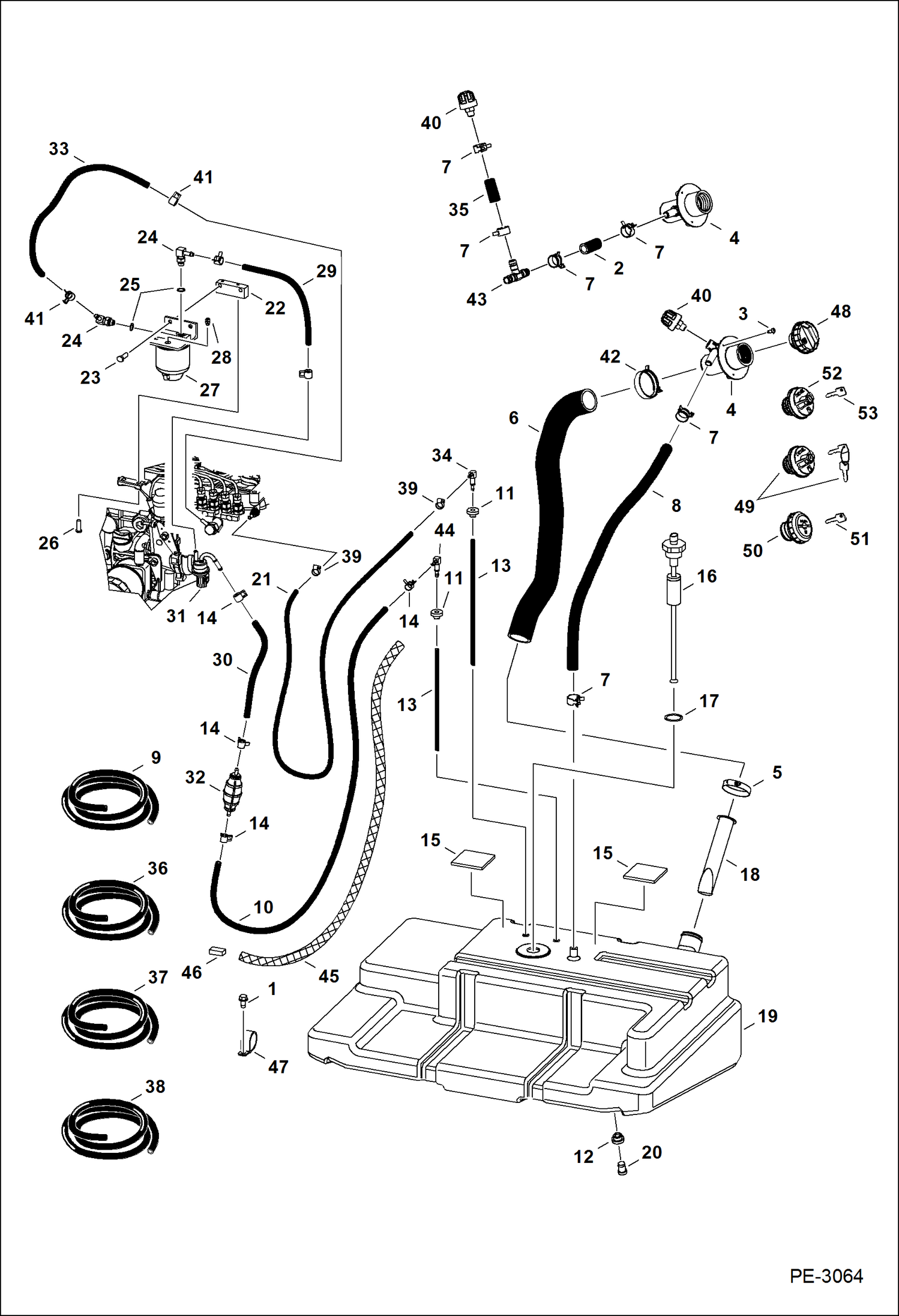 Схема запчастей Bobcat A-Series - FUEL SYSTEM MAIN FRAME