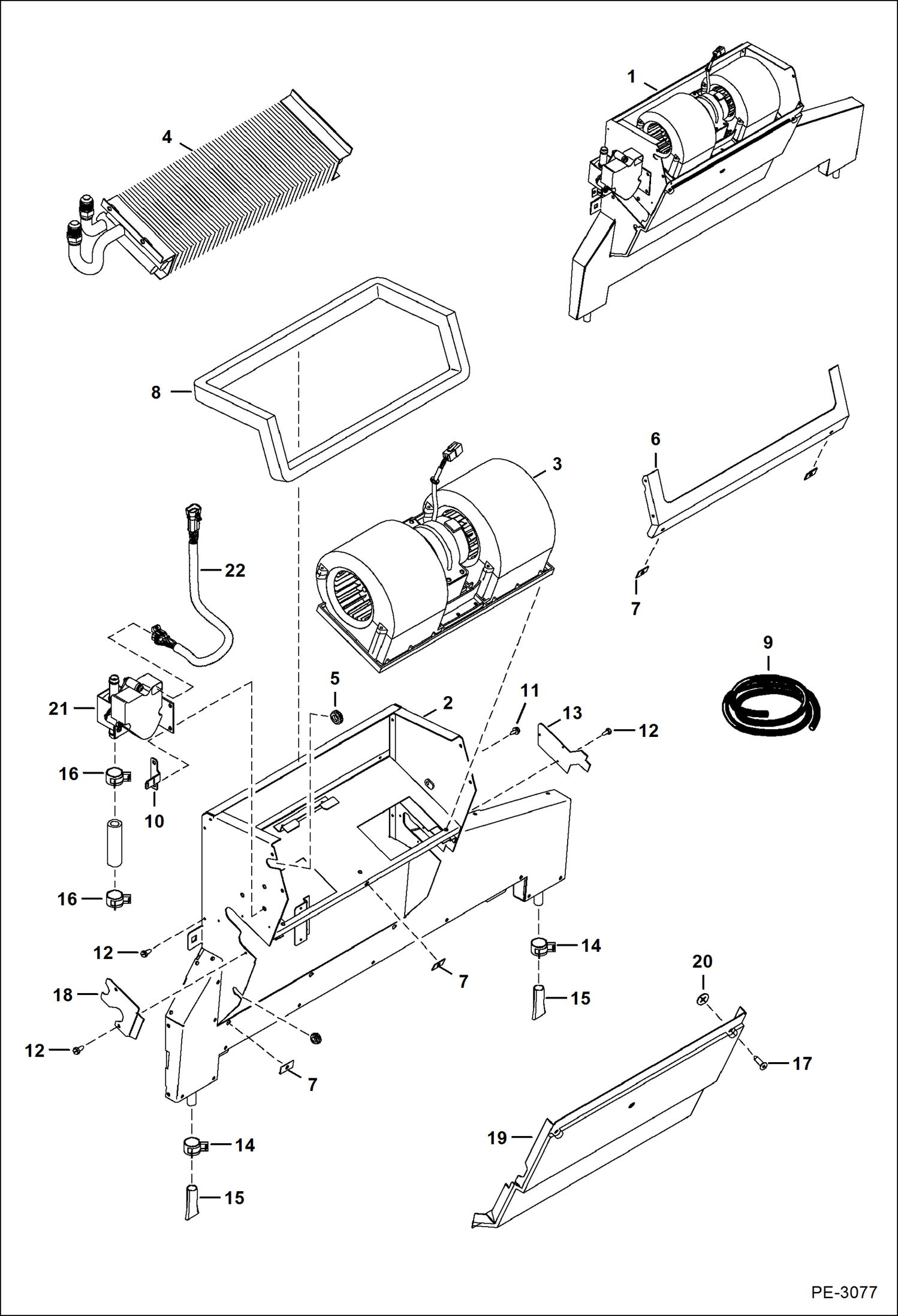 Схема запчастей Bobcat A-Series - HEATER & A/C (Heater Assembly) (Metal Housing) ACCESSORIES & OPTIONS