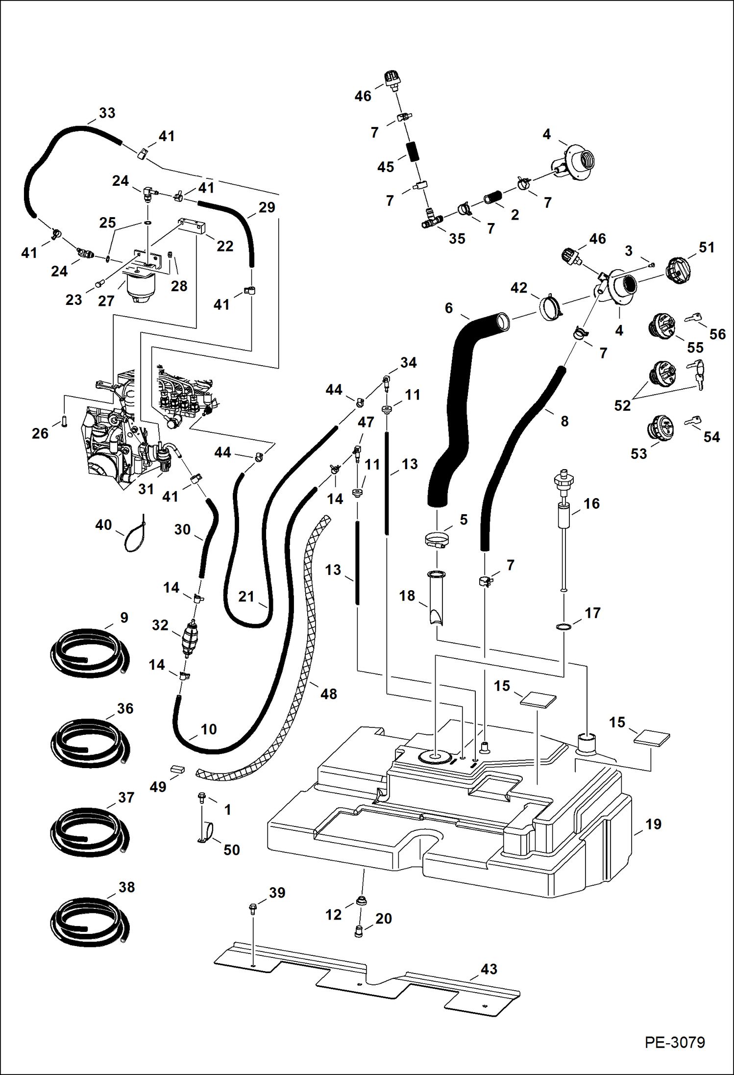 Схема запчастей Bobcat T-Series - FUEL SYSTEM MAIN FRAME