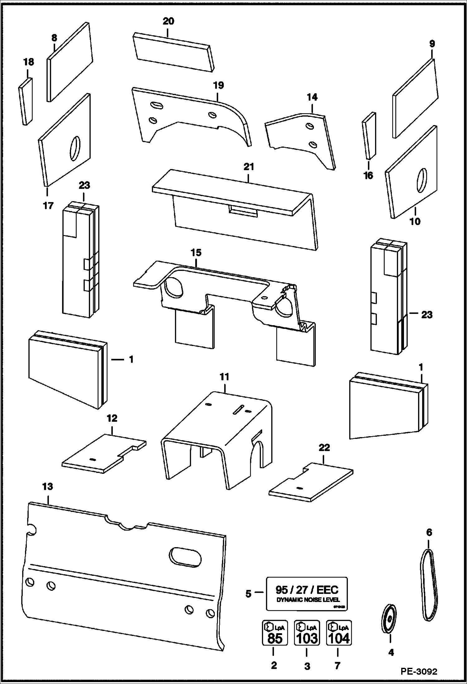Схема запчастей Bobcat 800s - SOUND OPTION (Domestic) (85 db) ACCESSORIES & OPTIONS