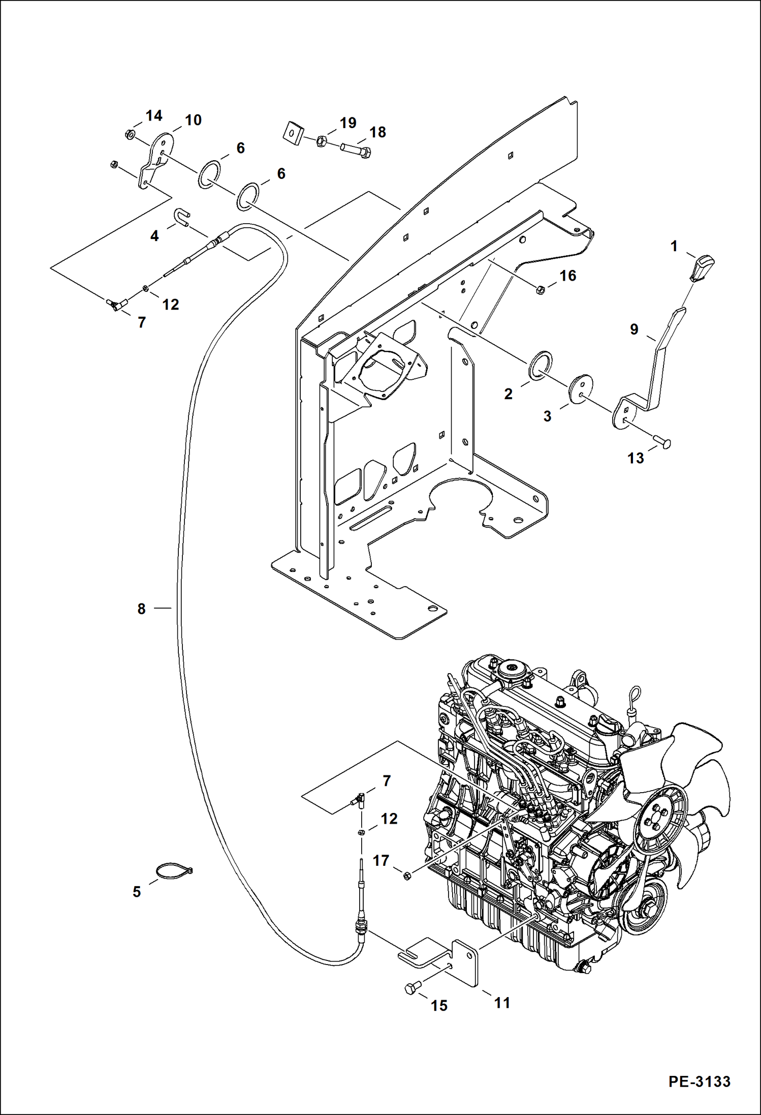 Схема запчастей Bobcat 425 - CONTROLS (Throttle) CONTROLS