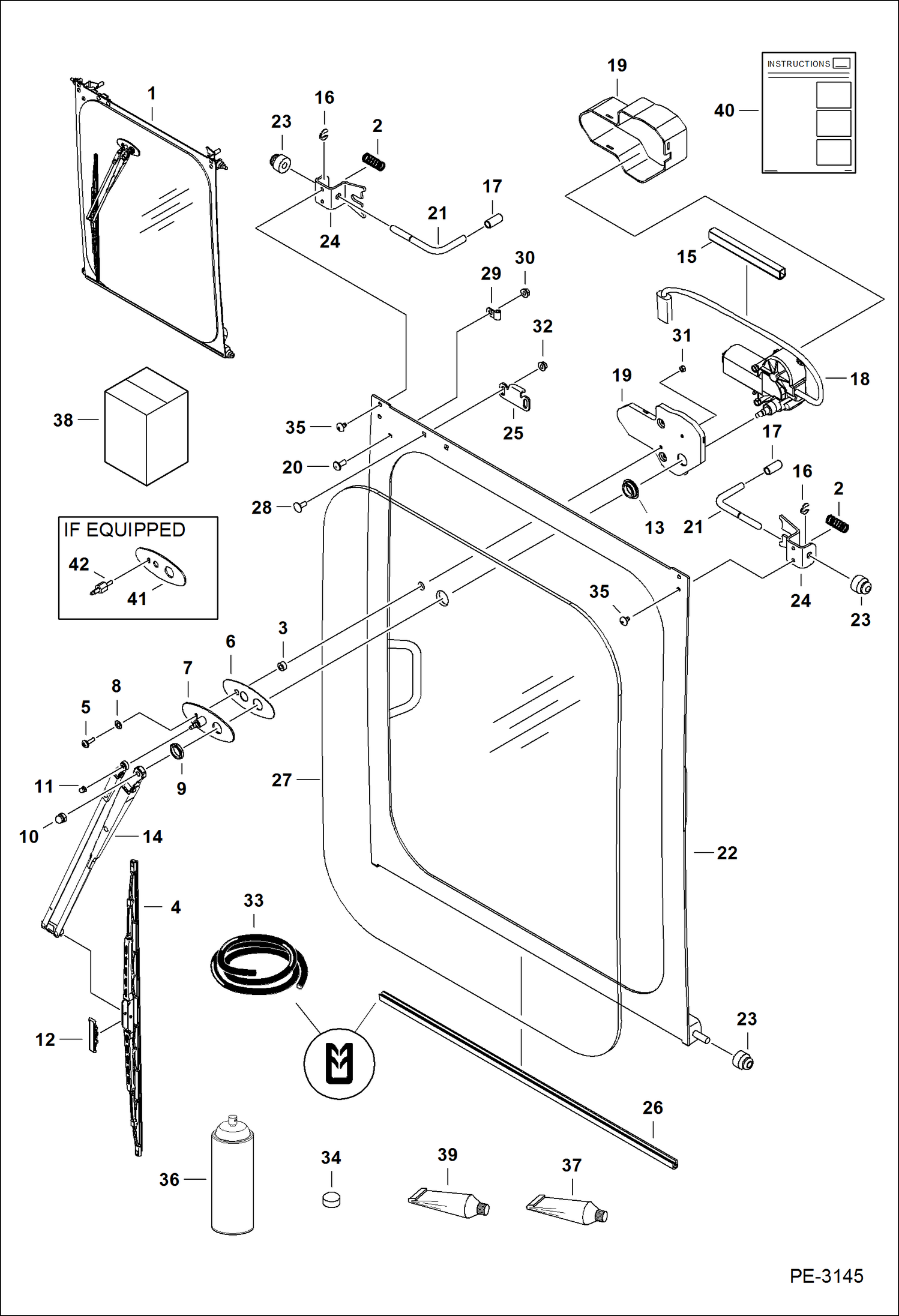 Схема запчастей Bobcat 425 - OPERATOR CAB (Front Window) MAIN FRAME