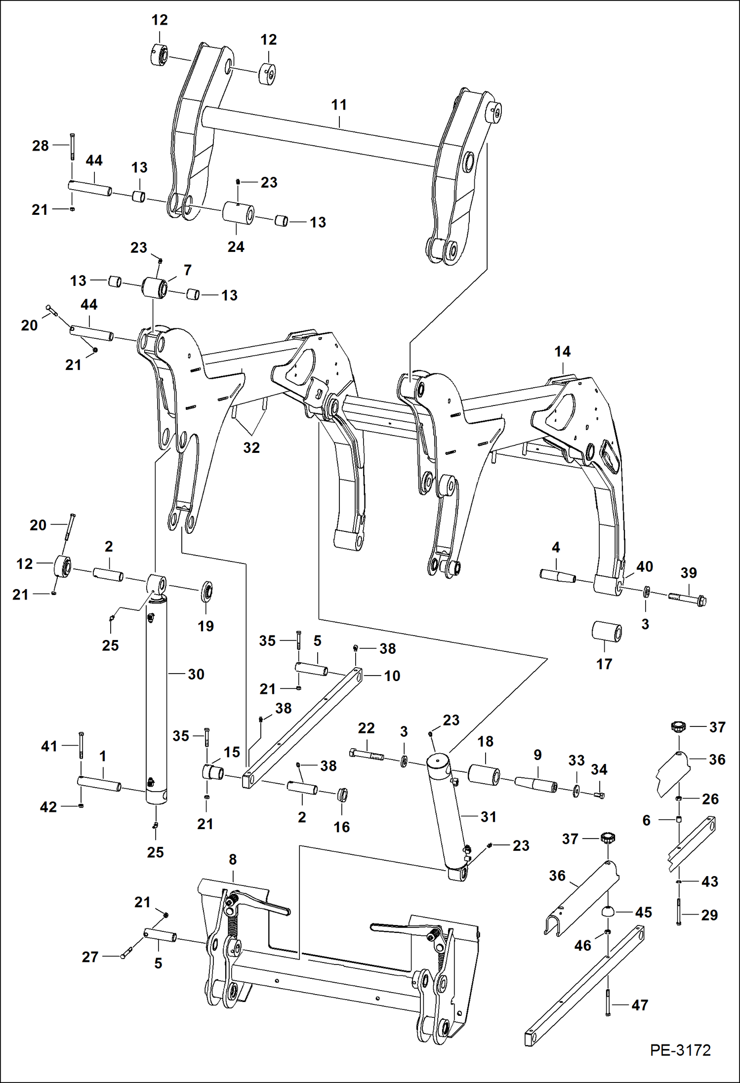 Схема запчастей Bobcat S-Series - LIFT ARMS & BOB-TACH MAIN FRAME