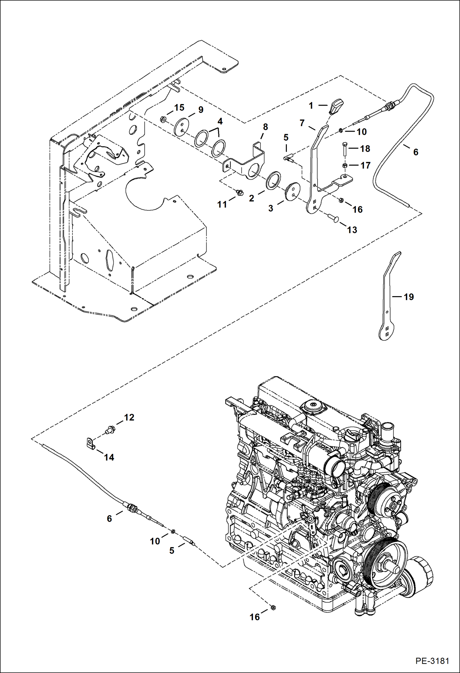 Схема запчастей Bobcat 430 - THROTTLE CONTROL CONTROLS