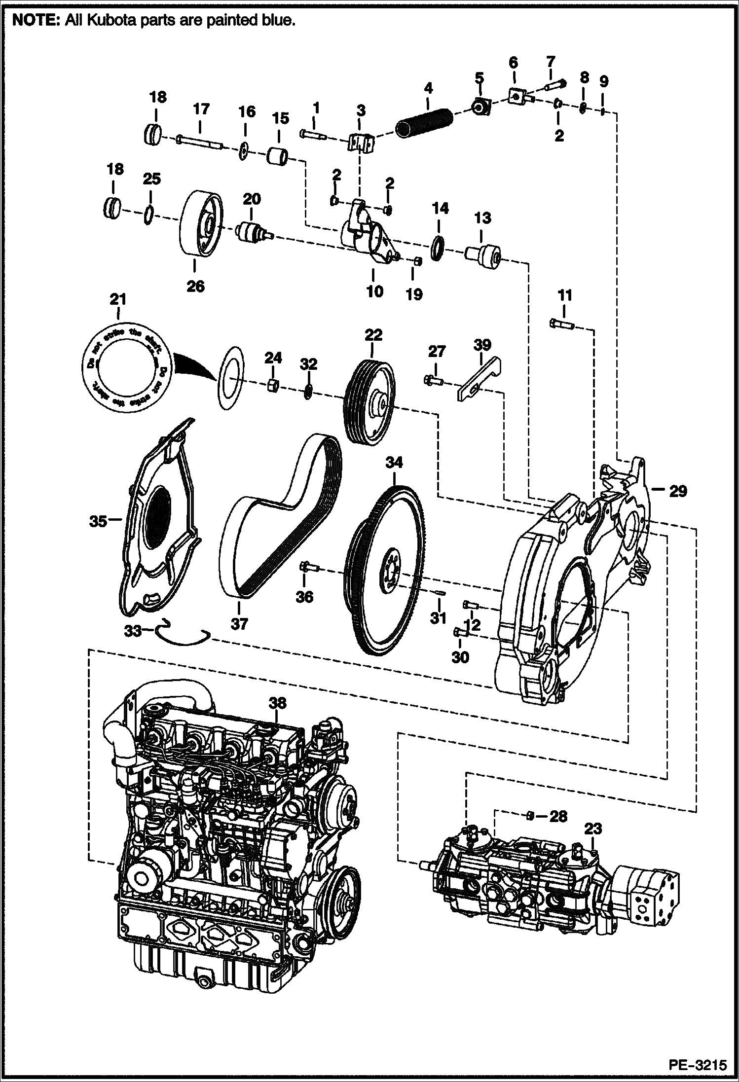 Схема запчастей Bobcat T-Series - ENGINE & ATTACHING PARTS (Belt Drive System) POWER UNIT