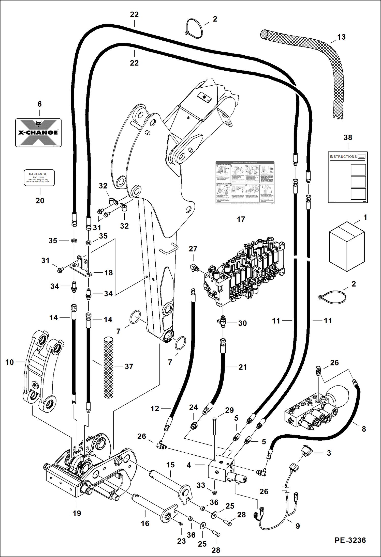 Схема запчастей Bobcat 331 - X-CHANGE (Hydraulic) (Kit) ACCESSORIES & OPTIONS