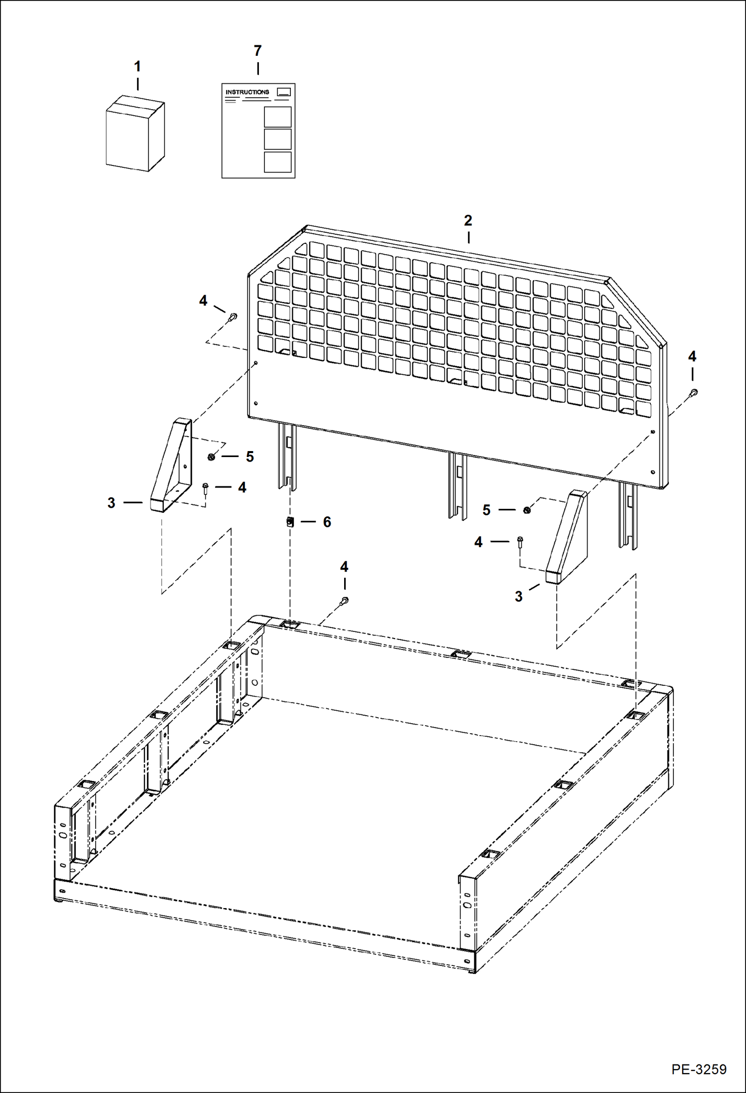 Схема запчастей Bobcat 5600 - REAR WINDOW GUARD KIT (Three Stake Box) ACCESSORIES & OPTIONS