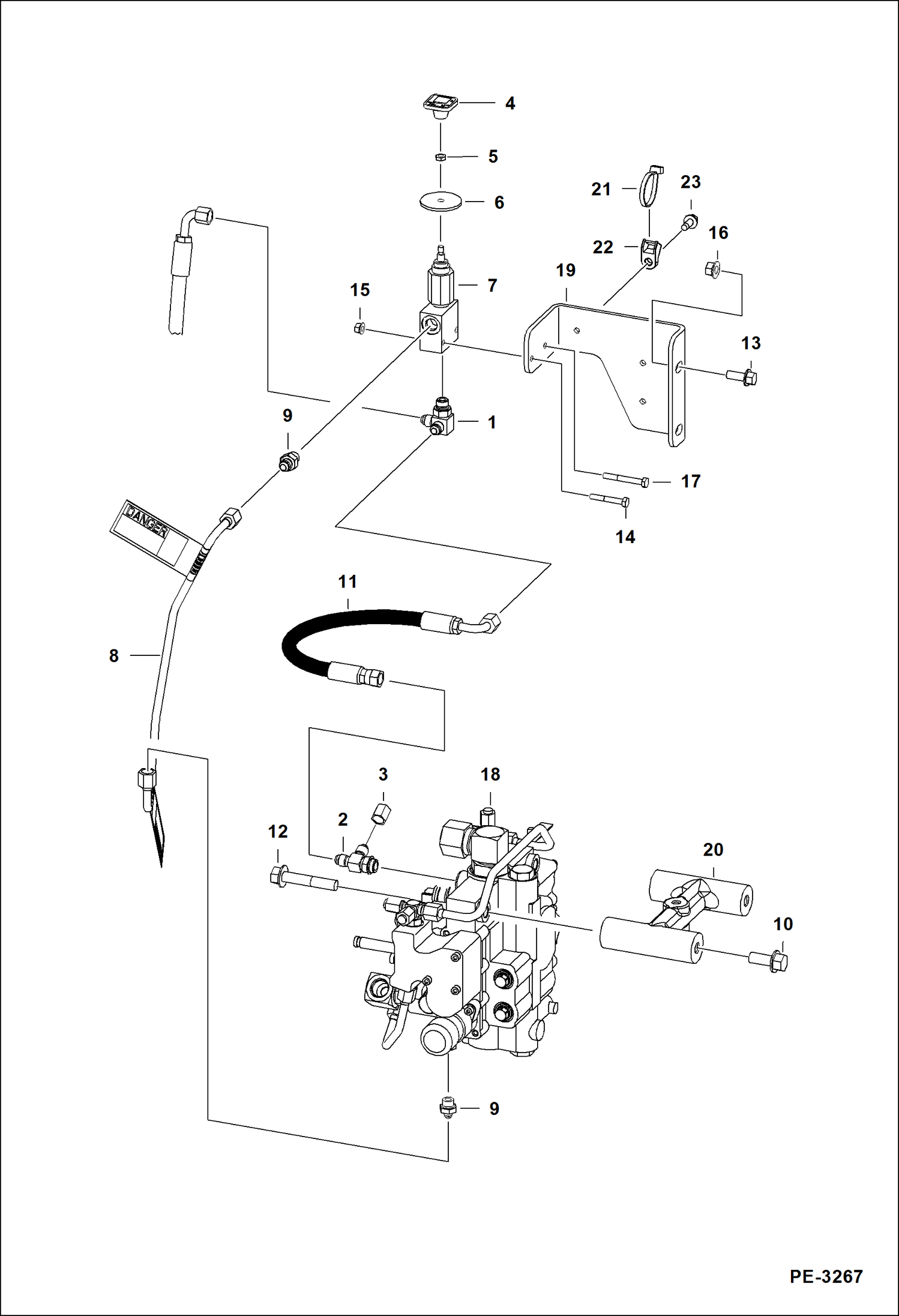 Схема запчастей Bobcat A-Series - LIFT & TILT CONTROL CIRCUITRY HYDRAULIC SYSTEM