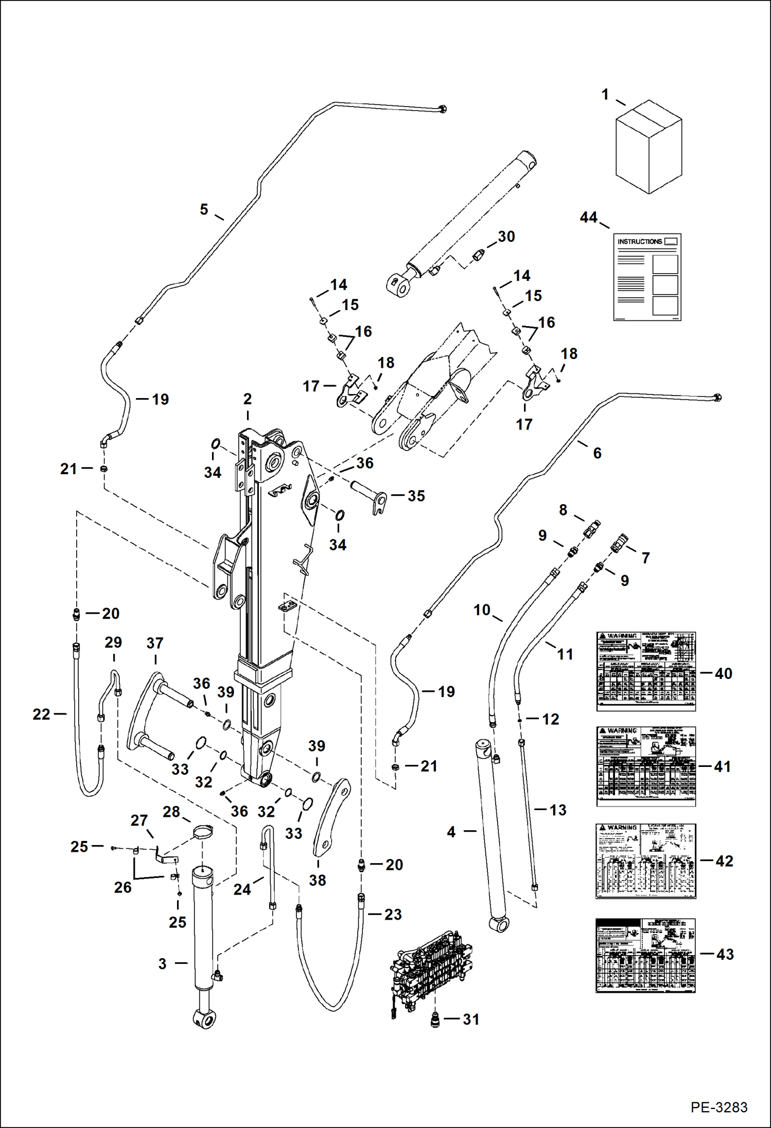 Схема запчастей Bobcat 331 - EXTENDABLE ARM KIT ACCESSORIES & OPTIONS