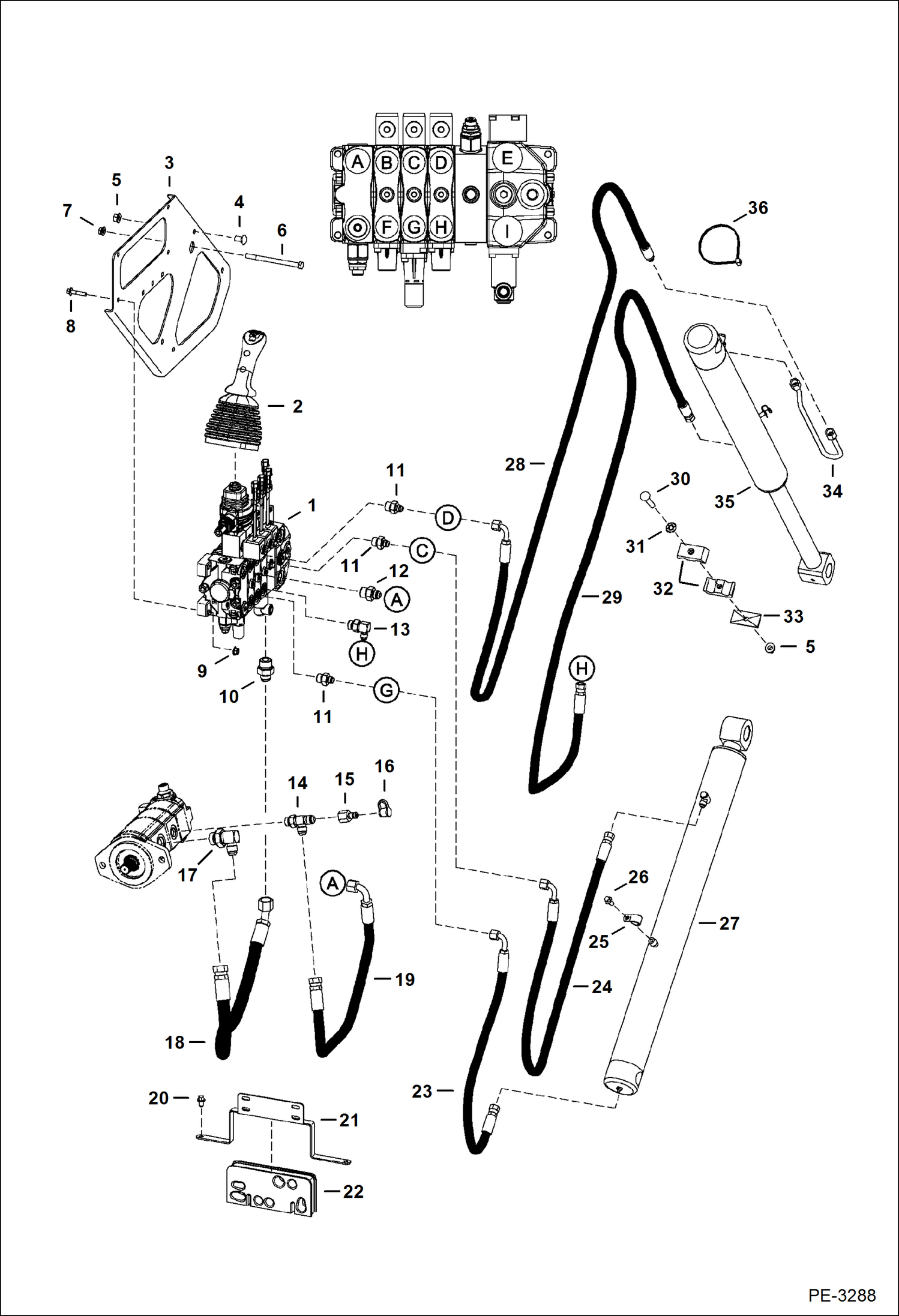 Схема запчастей Bobcat 5600 - HYDRAULIC CIRCUITRY (Work) HYDRAULIC SYSTEM