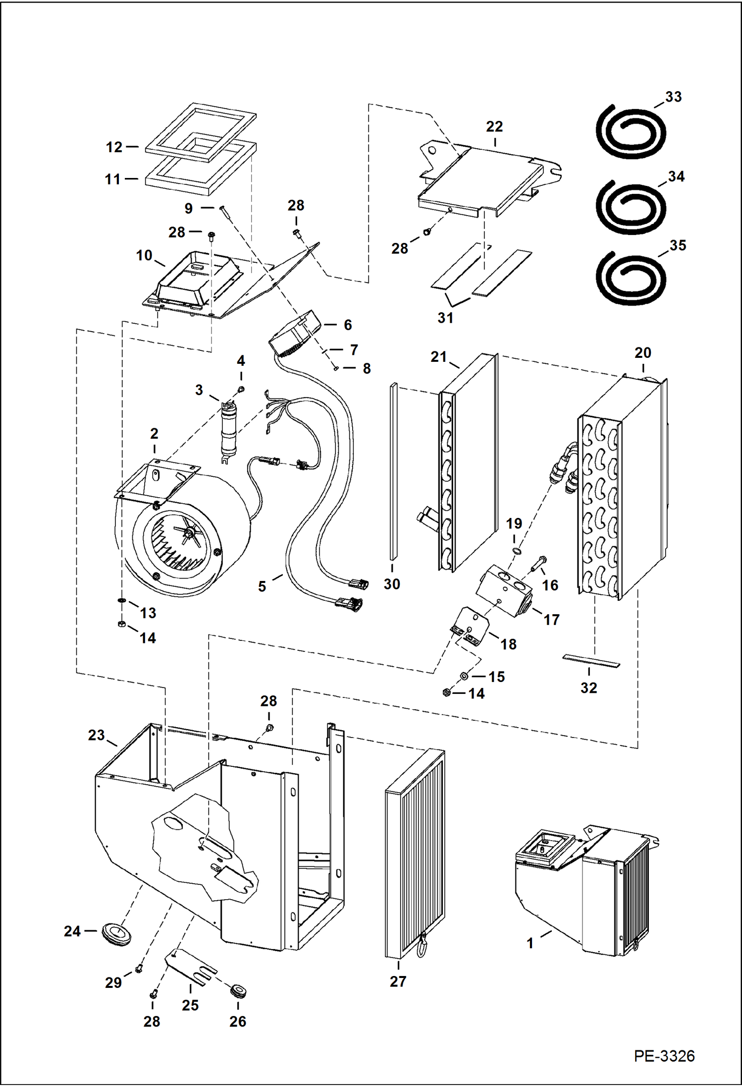 Схема запчастей Bobcat 5600 - HEATER & A/C (HVAC Assy) ACCESSORIES & OPTIONS