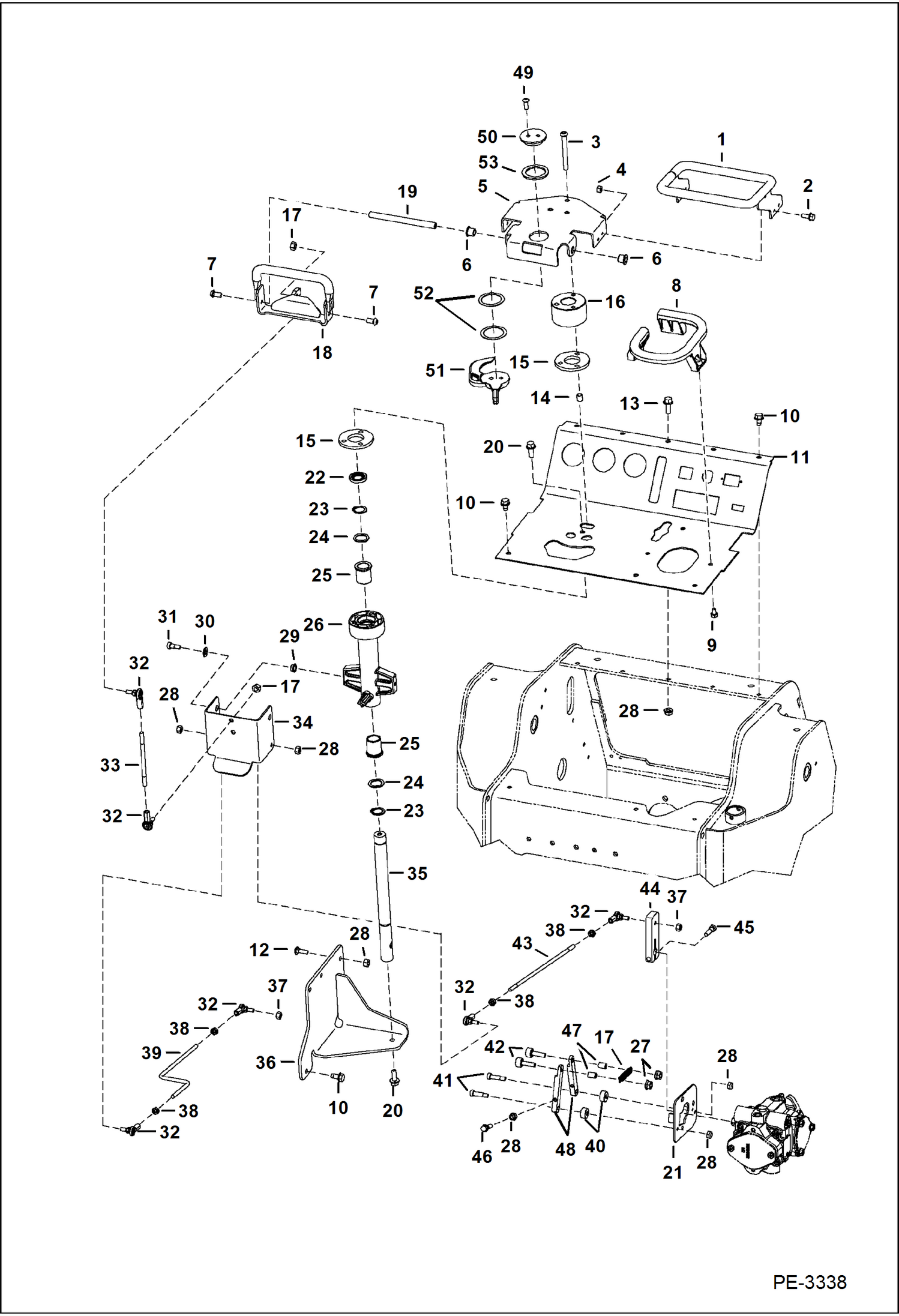 Схема запчастей Bobcat Mini Tracks Loaders - STEERING CONTROLS (S/N 528712700 & Above, 528811150 & Above) HYDROSTATIC SYSTEM