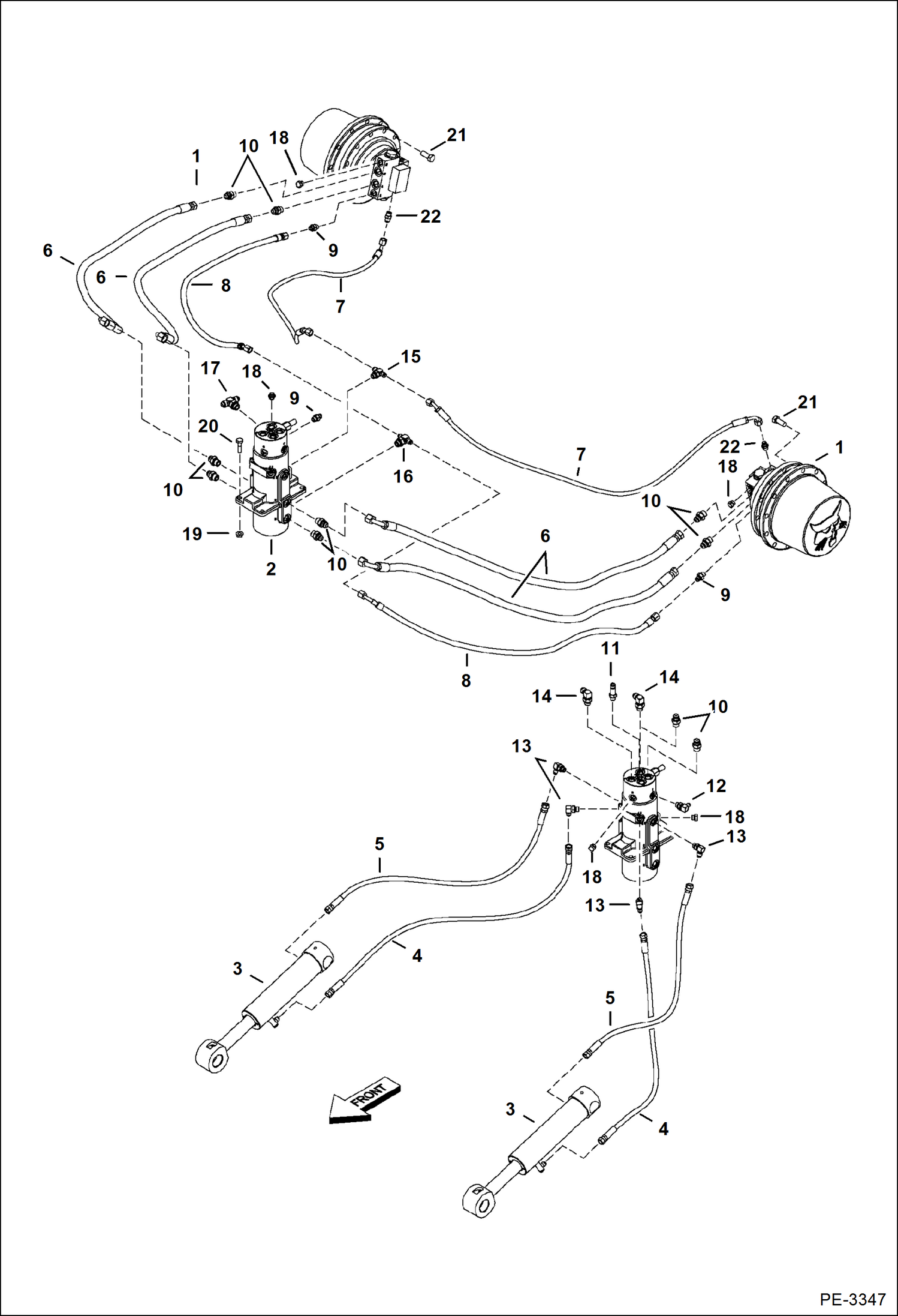 Схема запчастей Bobcat 430 - HYDRAULIC CIRCUITRY (Lower) (S/N 562912752 & Above) HYDRAULIC SYSTEM