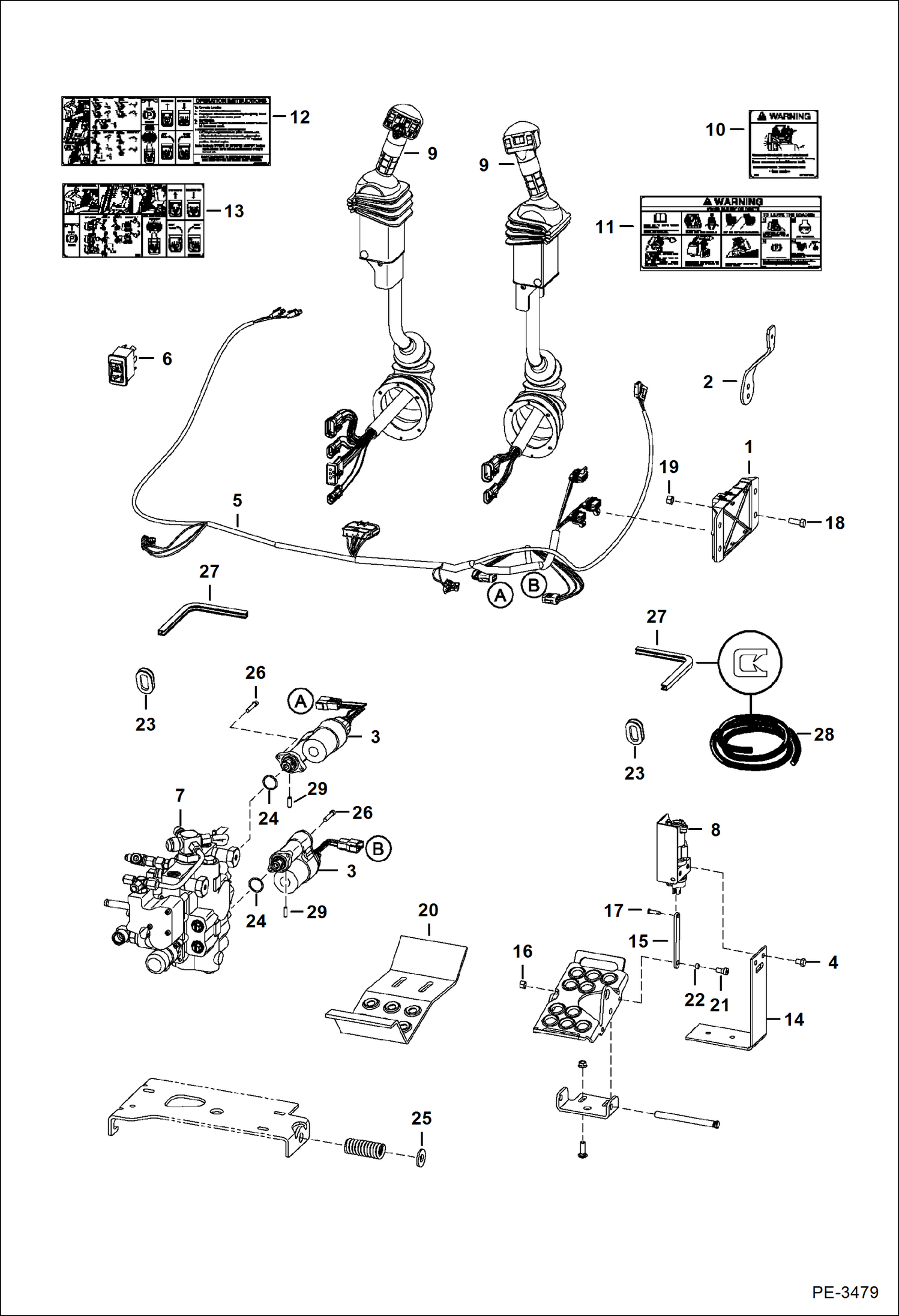 Схема запчастей Bobcat S-Series - CONTROLS ELECTRICAL (ACS) (S/N 526214000, 526312003 & Above) ELECTRICAL SYSTEM