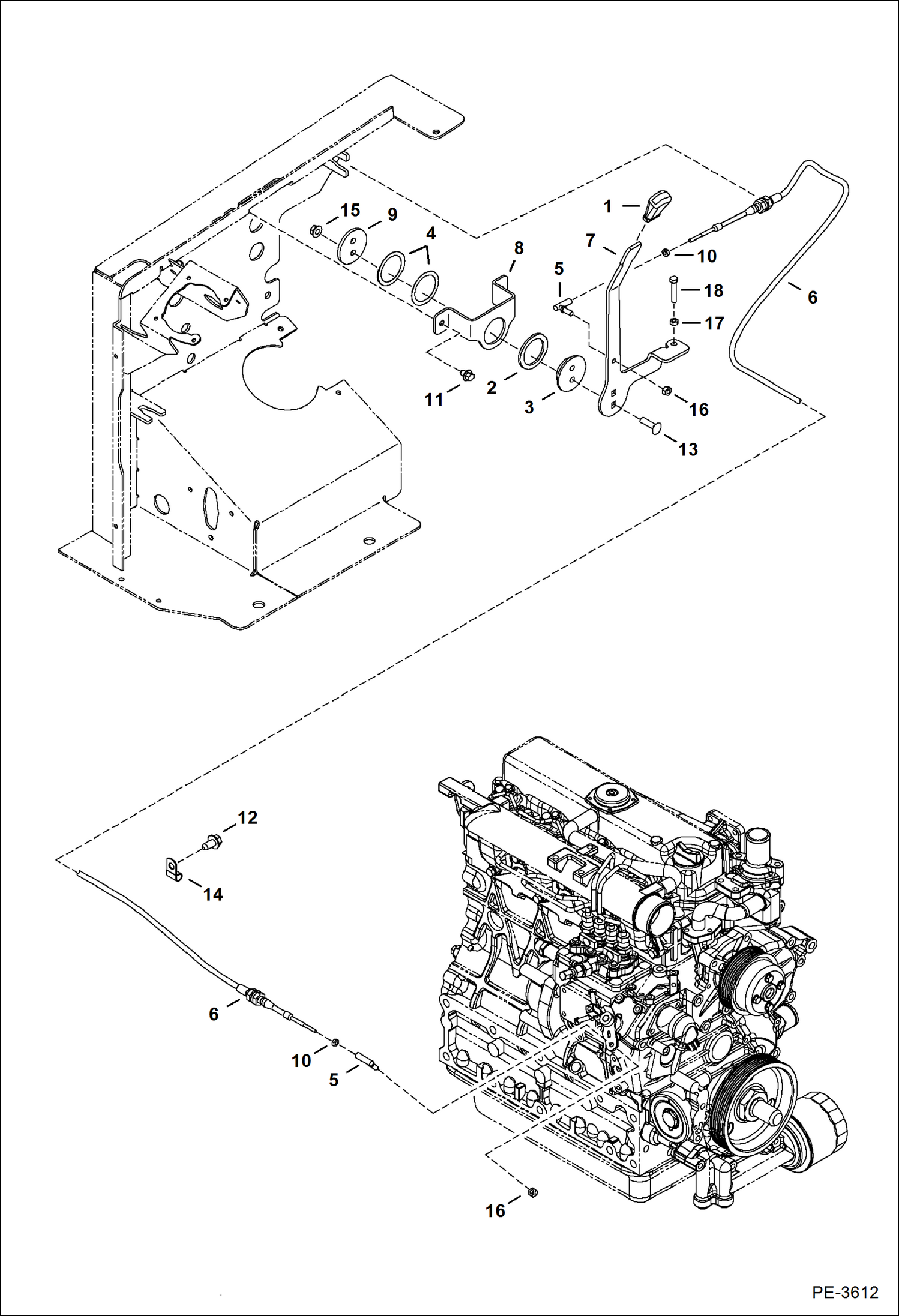 Схема запчастей Bobcat 430 - THROTTLE CONTROL CONTROLS
