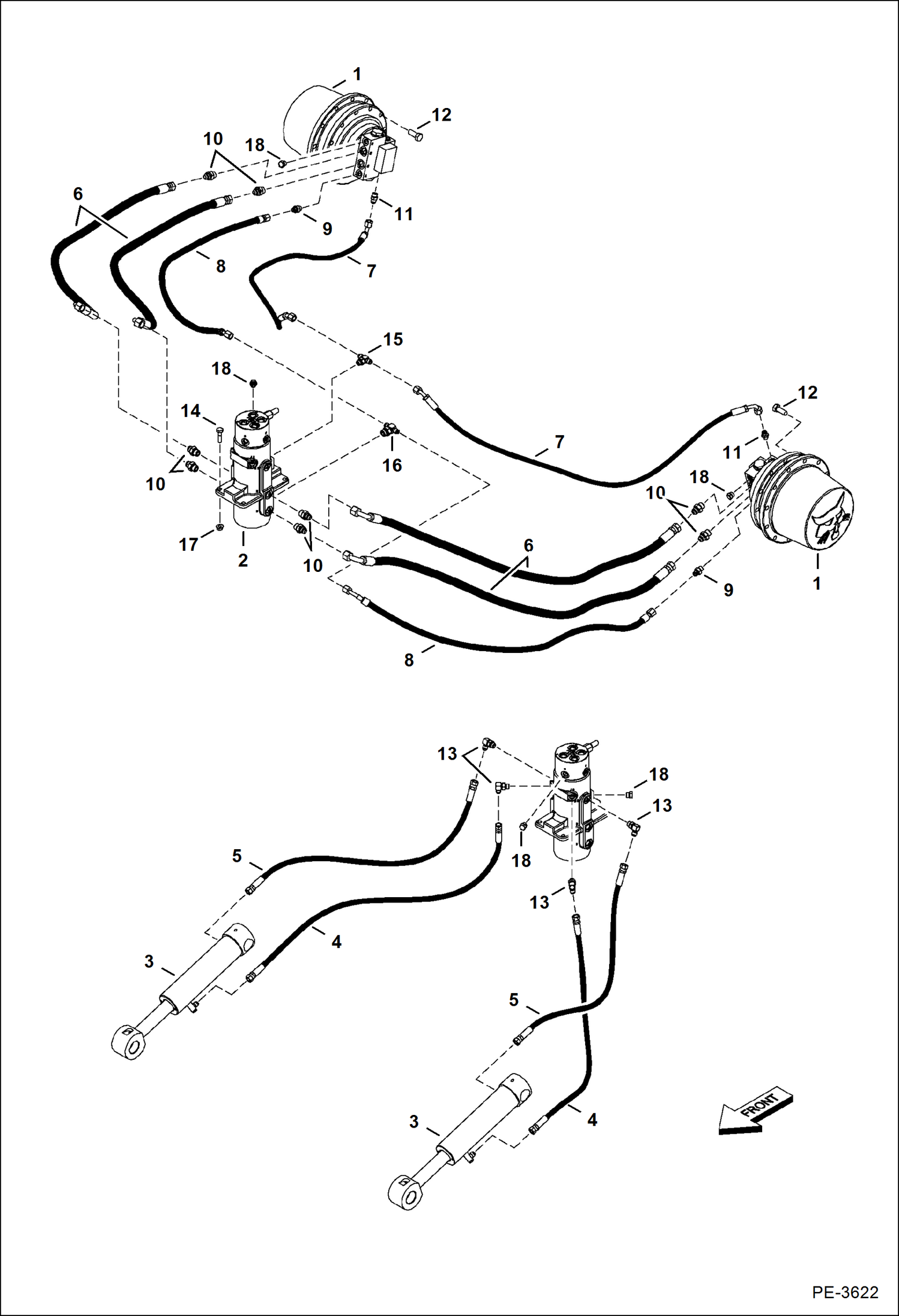 Схема запчастей Bobcat 430 - HYDRAULIC CIRCUITRY (Lower) HYDRAULIC SYSTEM