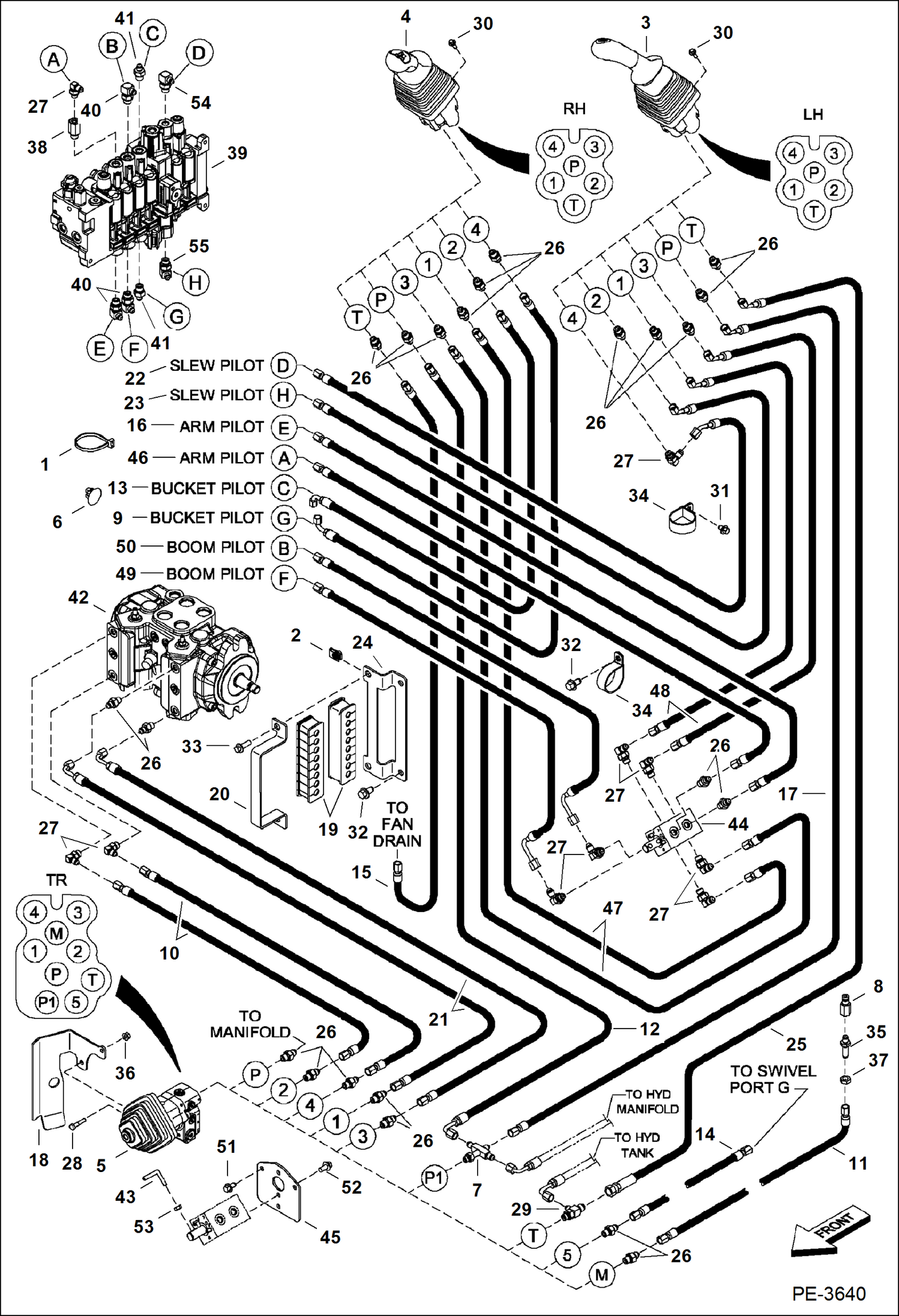 Схема запчастей Bobcat 430 - HYDRAULIC/HYDROSTATIC CIRCUITRY (Pilot) (ISO/STD) HYDRAULIC/HYDROSTATIC SYSTEM