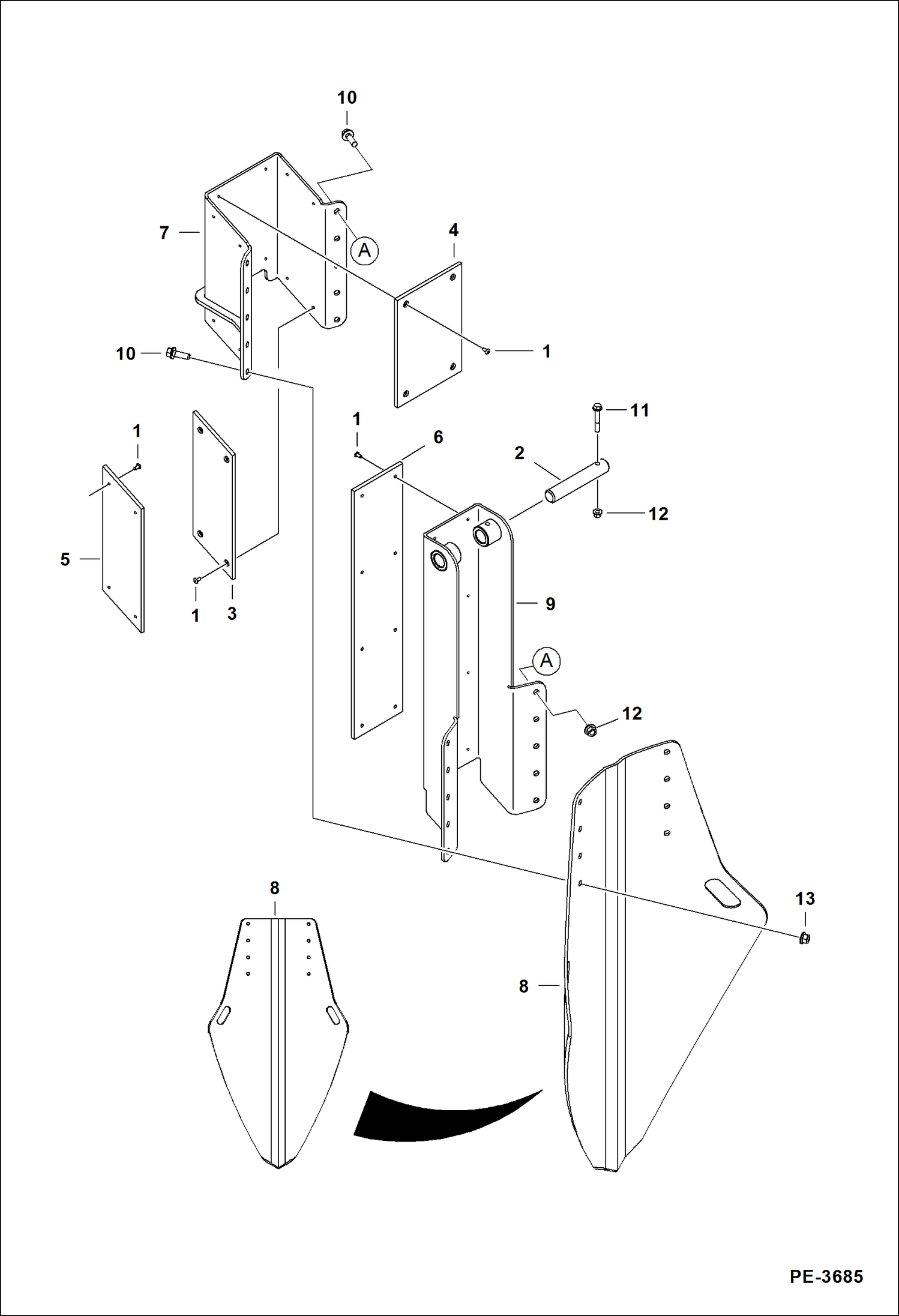Схема запчастей Bobcat TREE SPADE - TREE SPADE (Blade & Slide Assy) (TS24C A9VC) (TS24C Conv A9UW) Loader
