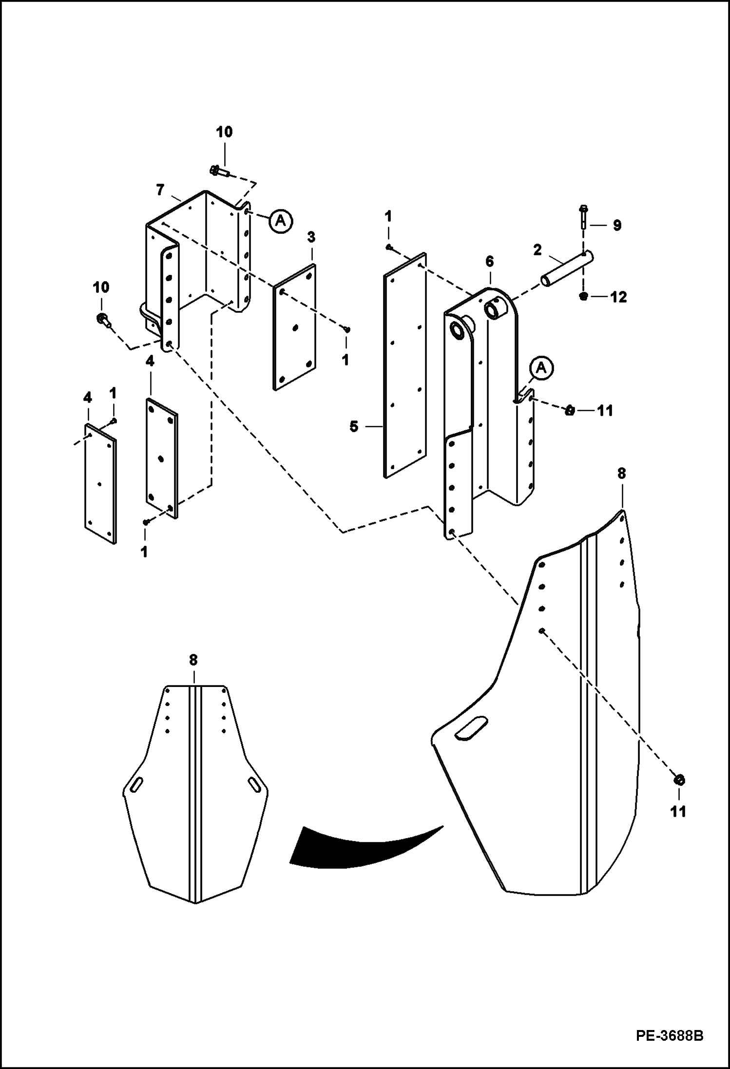 Схема запчастей Bobcat TREE SPADE - TREE SPADE (Blade & Slide Assy) (TS44M A9UT) (TS44M Conv A9SG) Loader