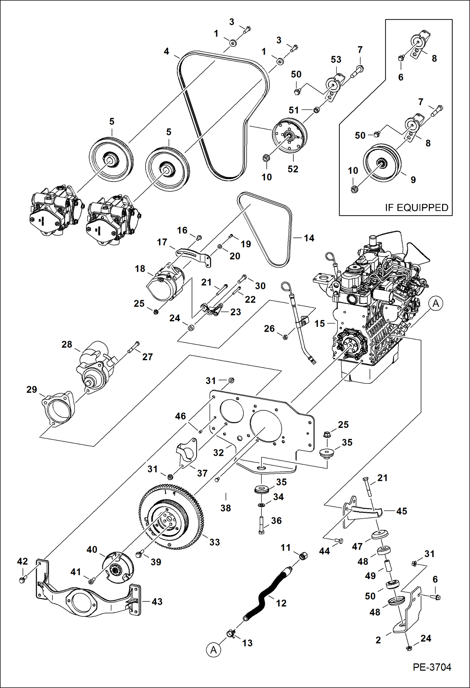Схема запчастей Bobcat Mini Tracks Loaders - ENGINE & ATTACHING PARTS (Engine Mounts) (Kubota - D902-E3B-BC-1)(Tier IV Replacement) REPLACEMENT ENGINE