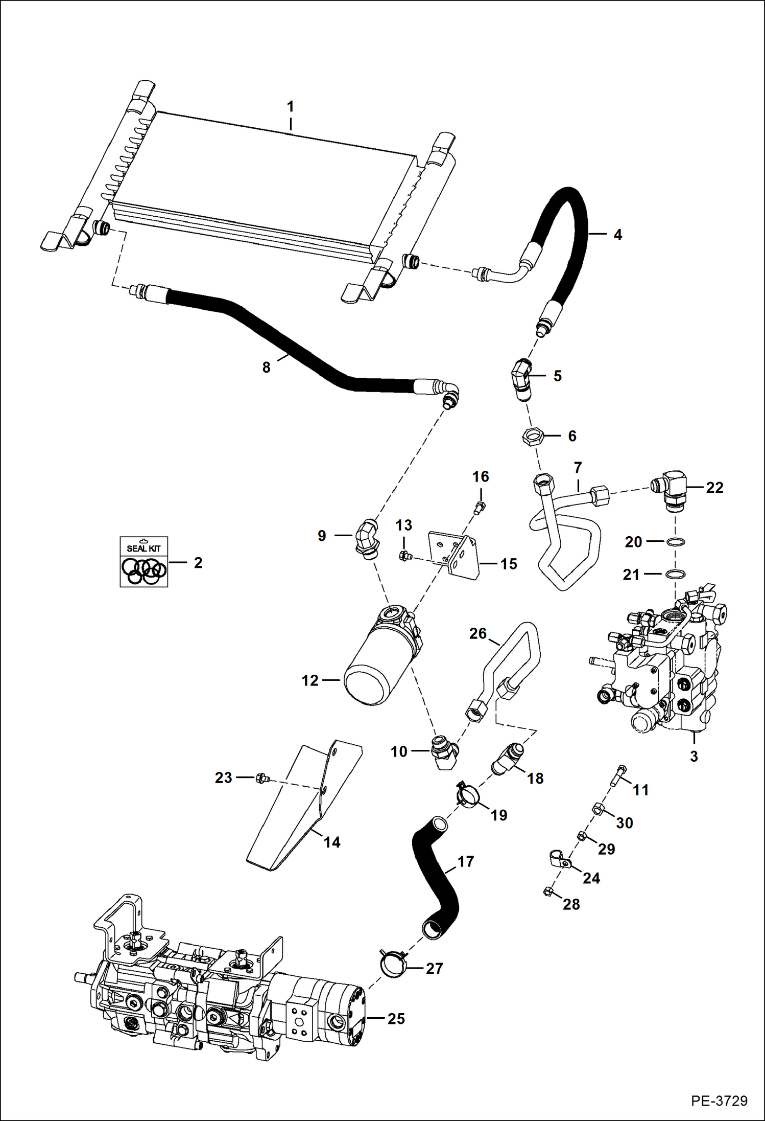 Схема запчастей Bobcat S-Series - HYDROSTATIC CIRCUITRY (Oil Filter Mounted W/Ports Vertical) HYDROSTATIC SYSTEM