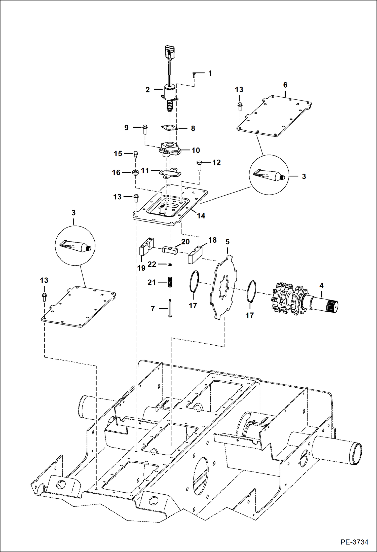 Схема запчастей Bobcat S-Series - TRANSMISSION COVERS (W/Disc Brake) DRIVE TRAIN