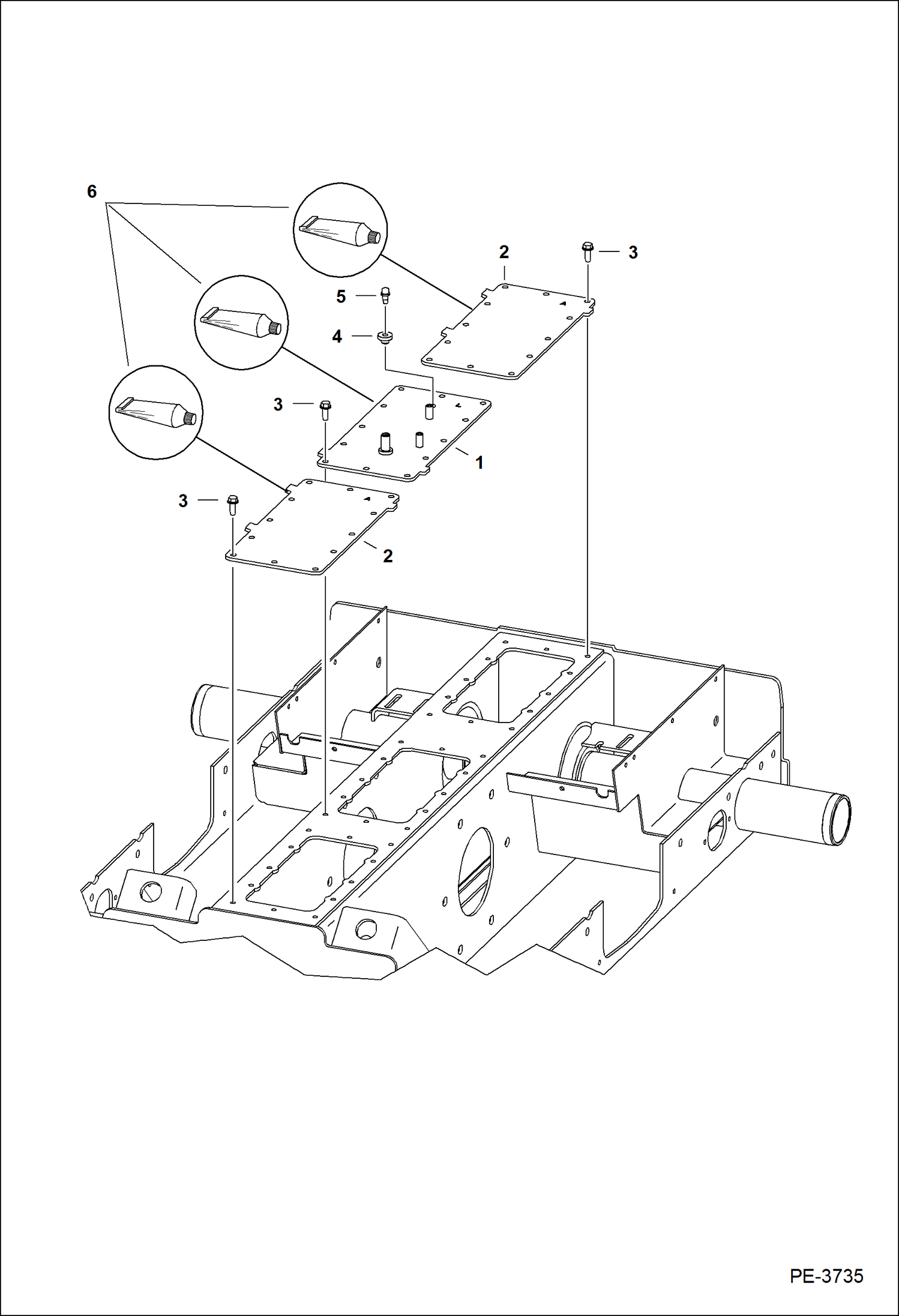 Схема запчастей Bobcat S-Series - TRANSMISSION COVERS (W/O Disc Brake) DRIVE TRAIN