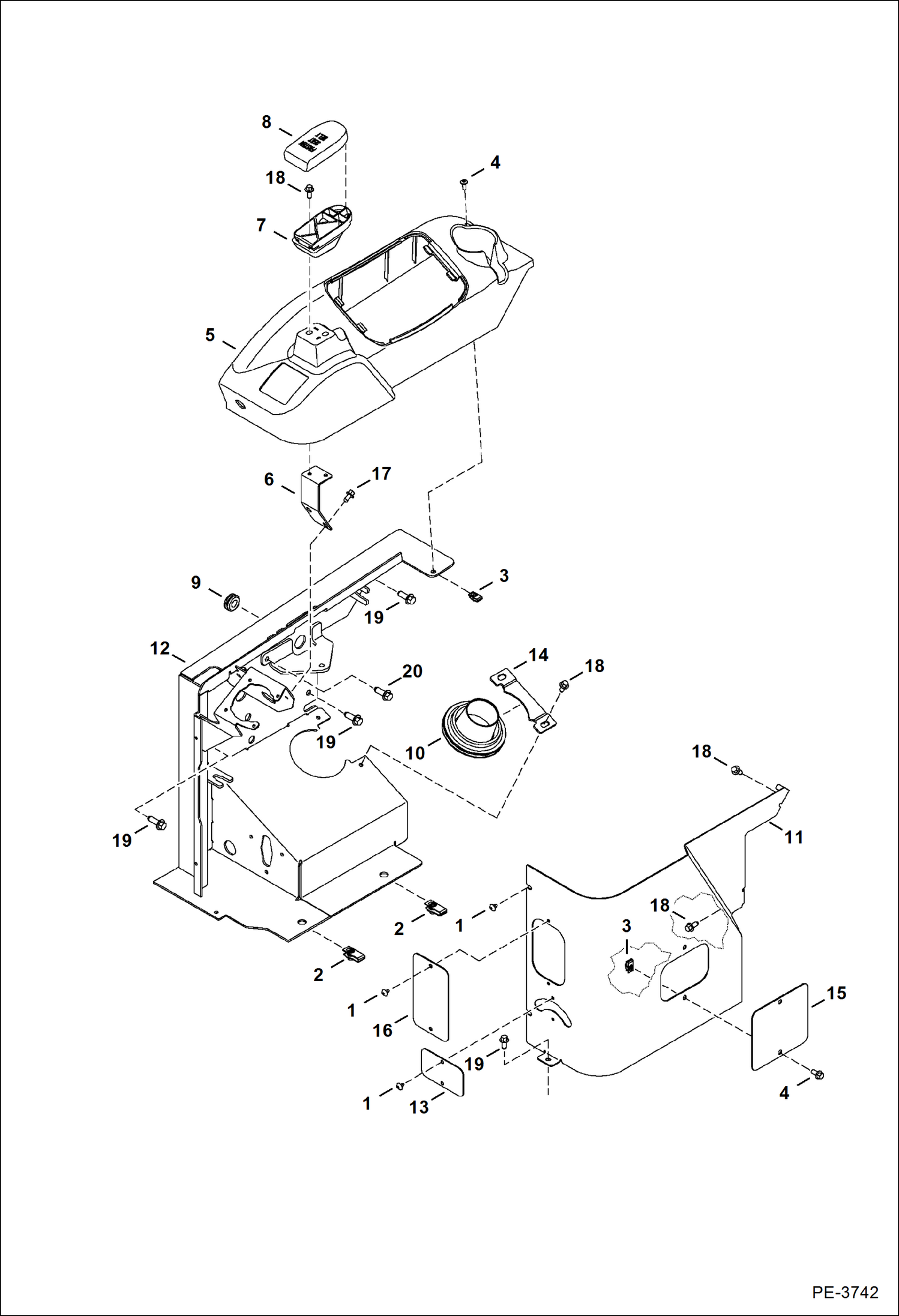 Схема запчастей Bobcat 430 - RH CONSOLE (S/N 562914618 & Below) CONTROLS