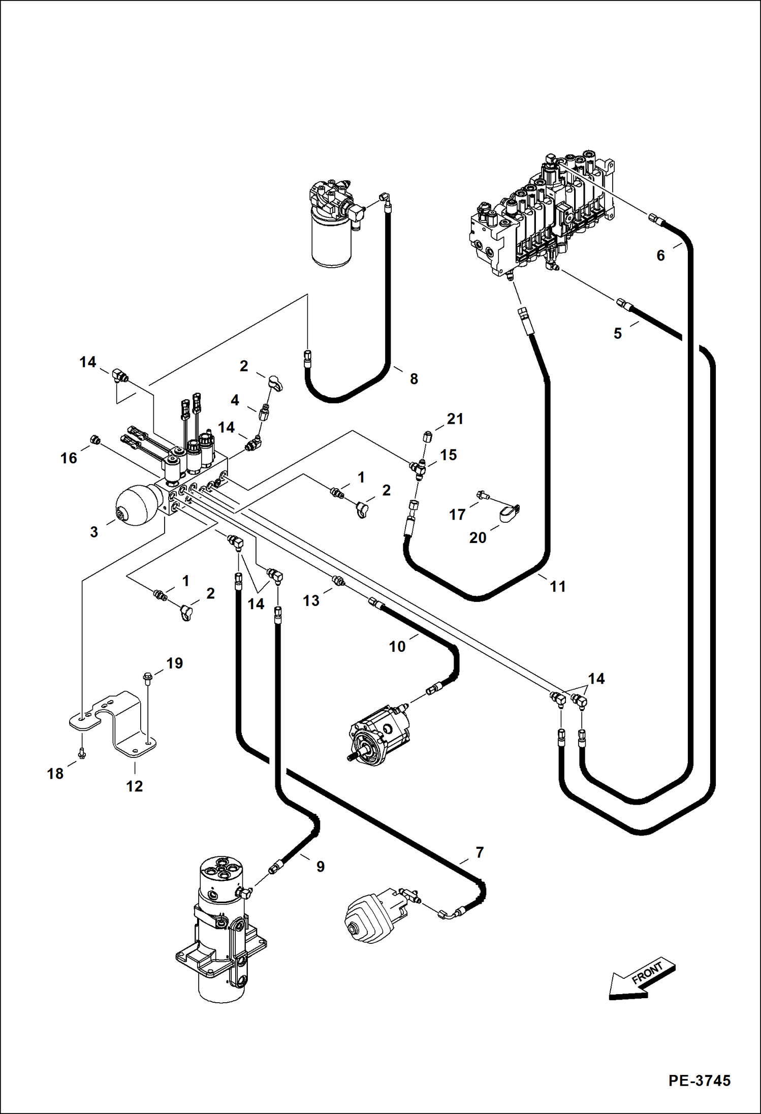 Схема запчастей Bobcat 430 - HYDRAULIC CIRCUITRY (Manifold) (S/N 562914619 & Above) HYDRAULIC SYSTEM