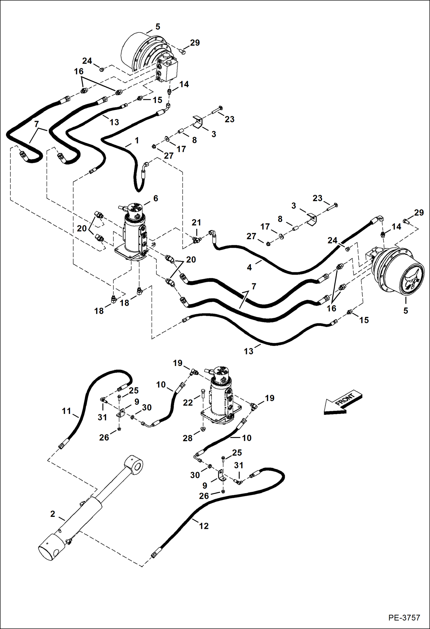 Схема запчастей Bobcat 425 - HYDRAULIC CIRCUITRY (Lower) HYDRAULIC SYSTEM