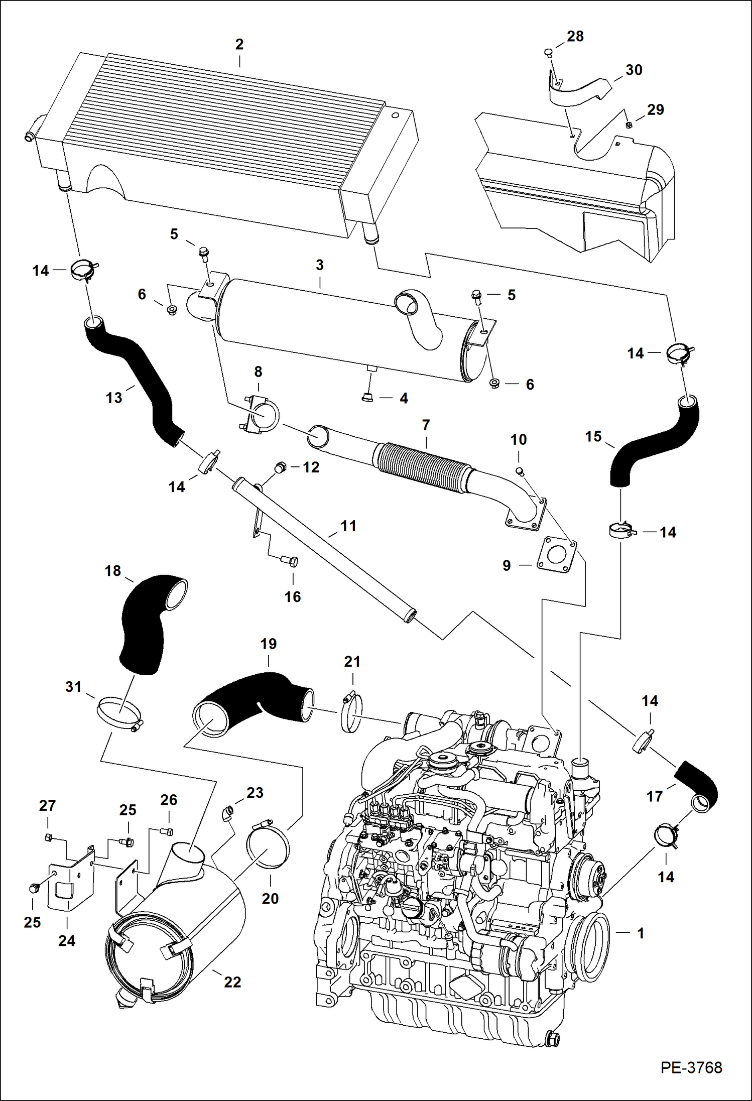 Схема запчастей Bobcat S-Series - ENGINE & ATTACHING PARTS (Air Cleaner, Muffler) POWER UNIT
