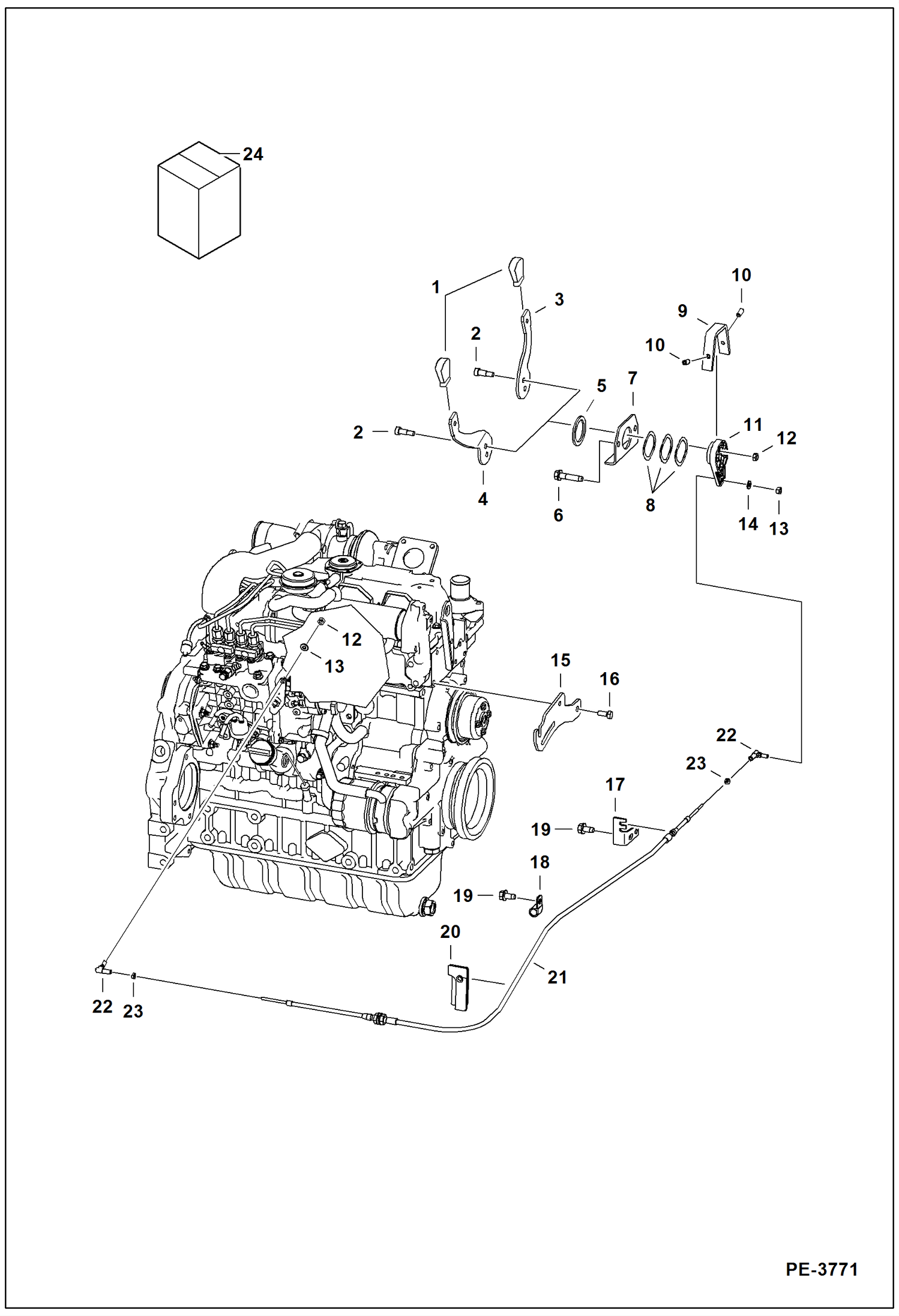 Схема запчастей Bobcat S-Series - ENGINE SPEED CONTROL (Manual Controls) POWER UNIT