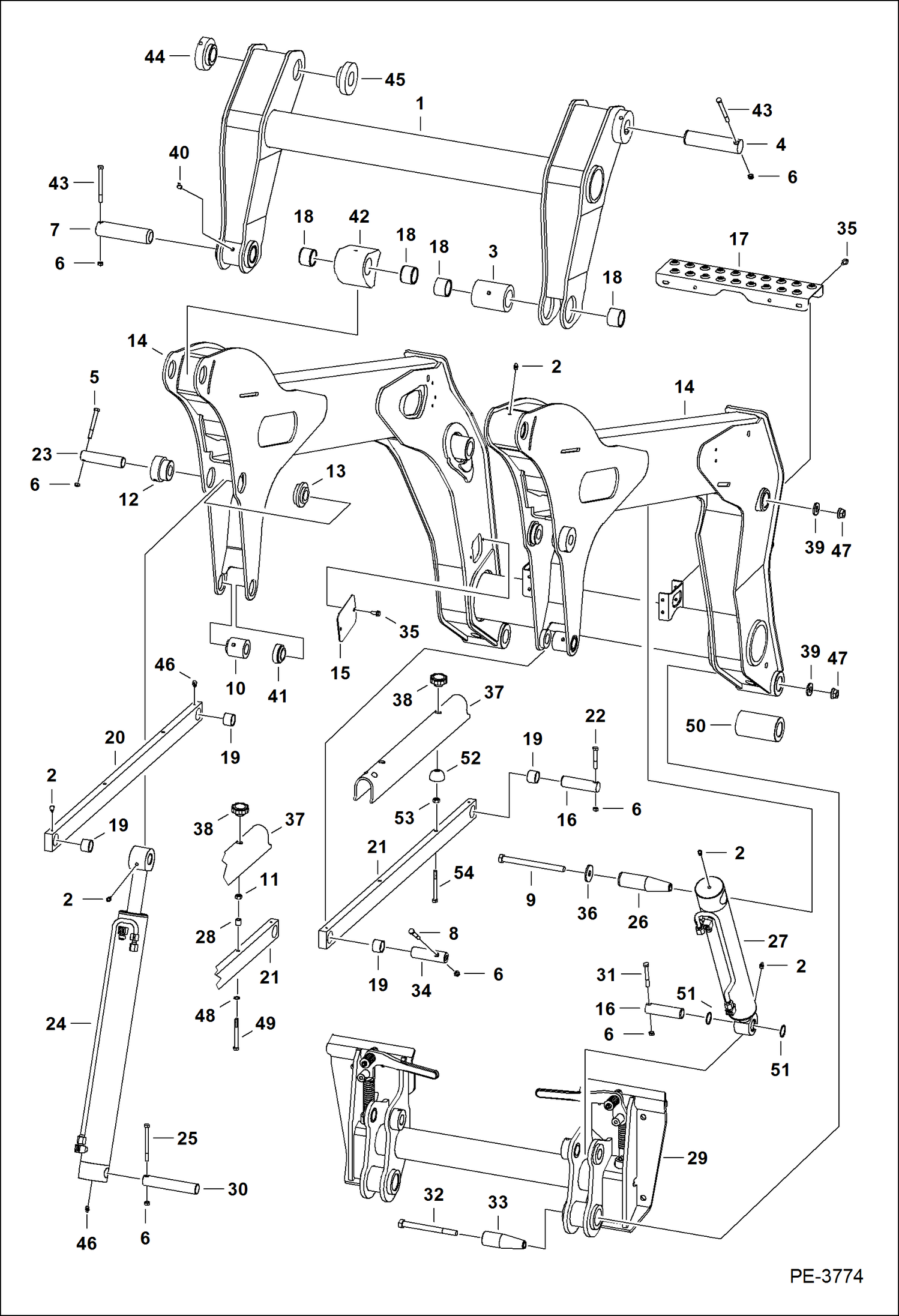 Схема запчастей Bobcat A-Series - LIFT ARMS & BOBTACH MAIN FRAME