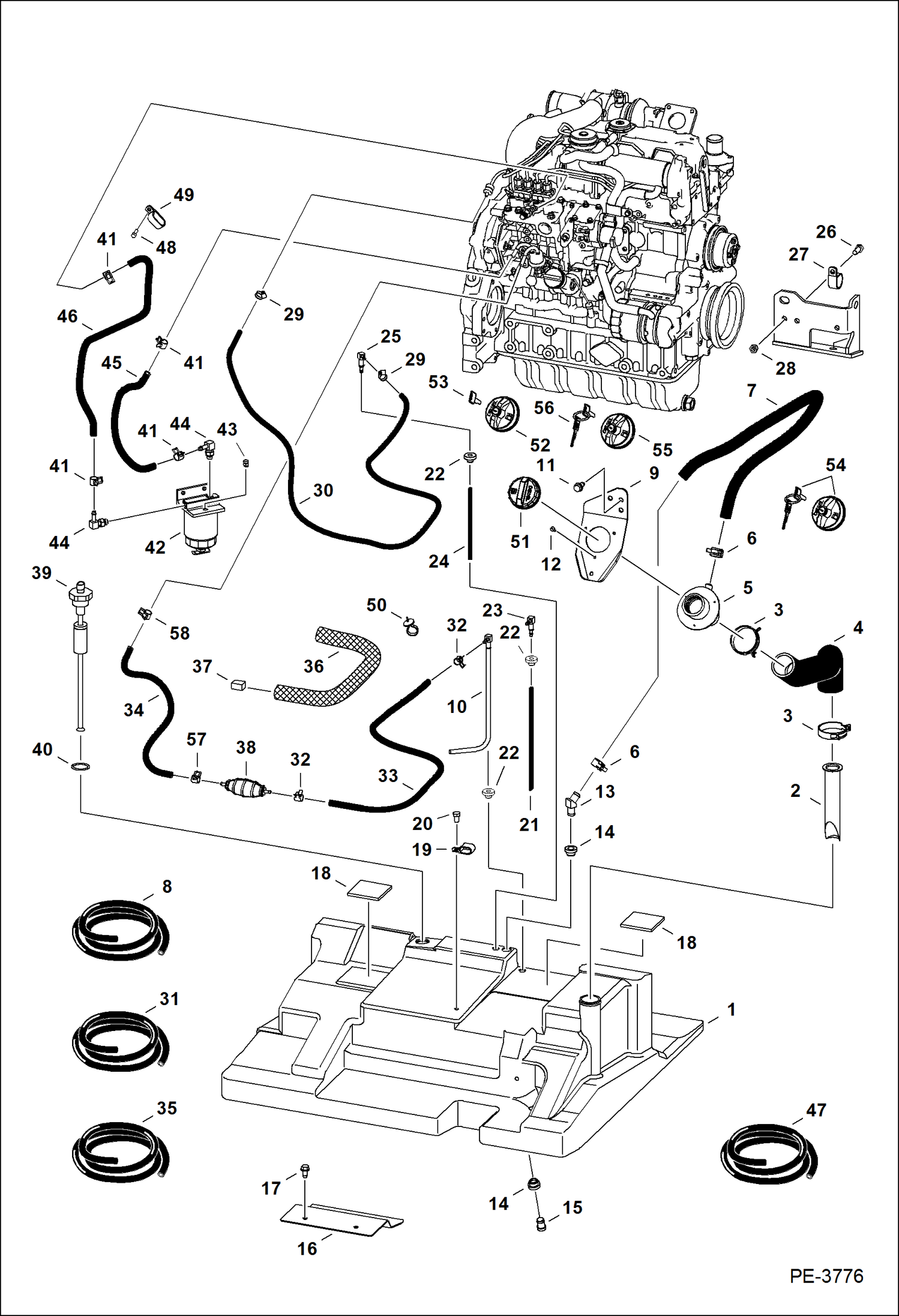 Схема запчастей Bobcat S-Series - FUEL SYSTEM MAIN FRAME