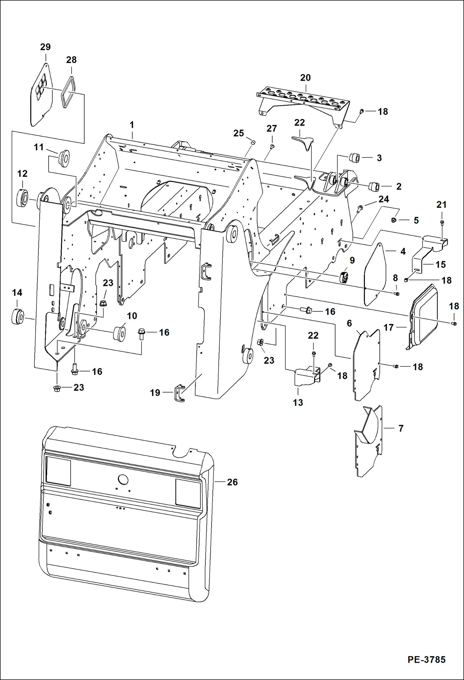 Схема запчастей Bobcat A-Series - MAIN FRAME (S/N 539940028 & Above) MAIN FRAME