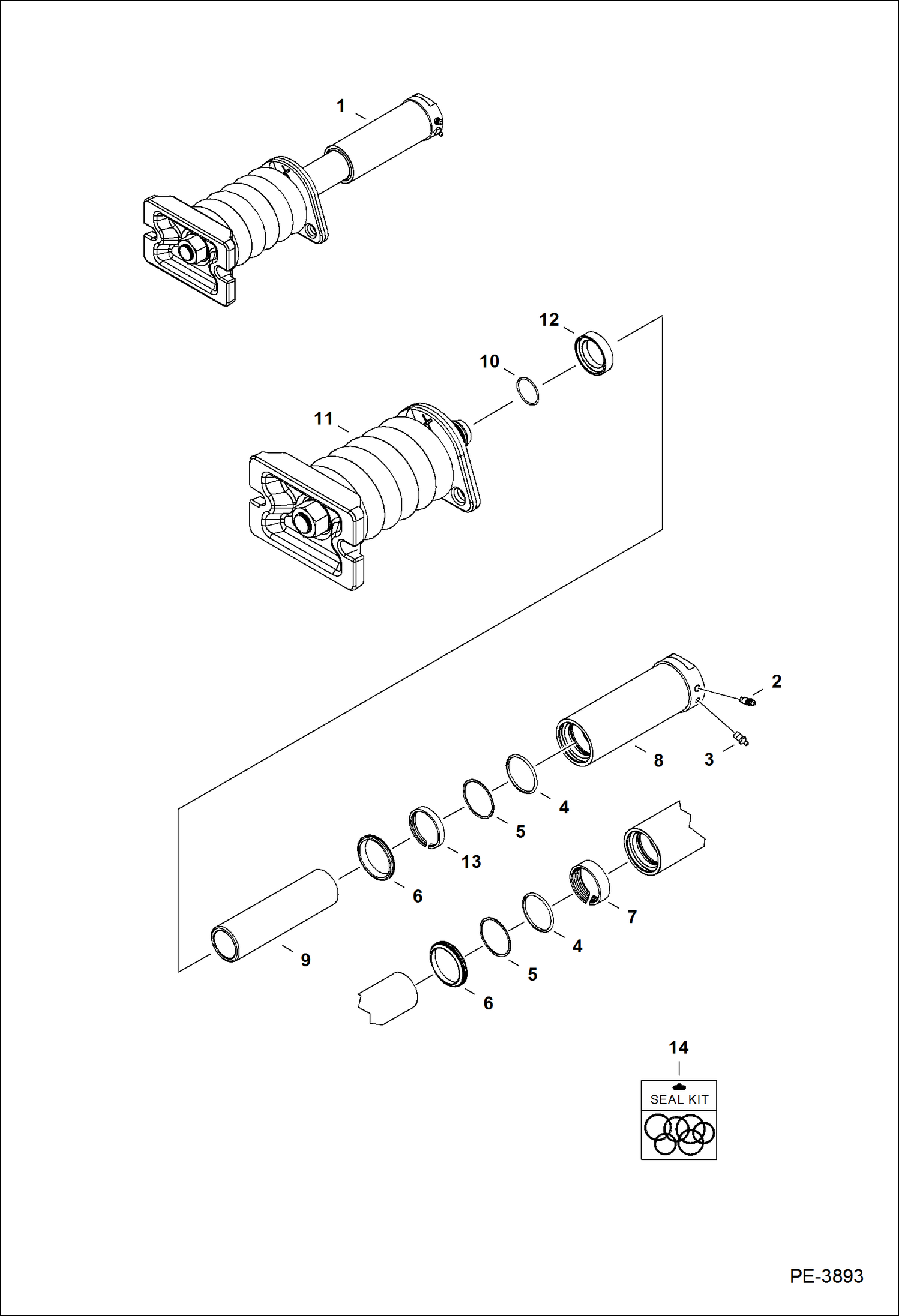 Схема запчастей Bobcat 337 - TRACK TENSIONER (W/Replaceable Shaft) (S/N AAC811572 & Above, A9W711151 & Above, A9W911150 & Above) UNDERCARRIAGE