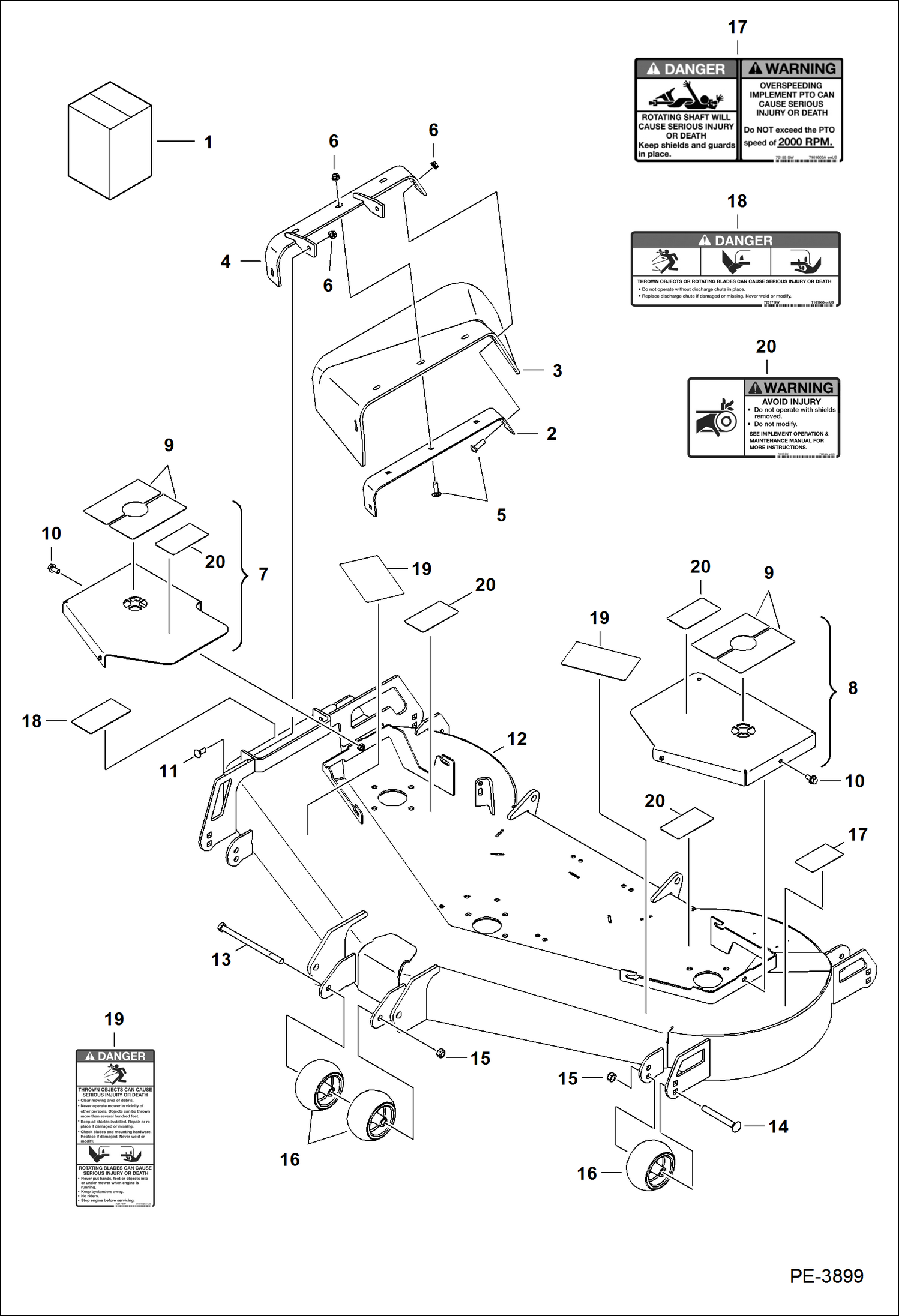 Схема запчастей Bobcat MOWER - MOWER (Shields & Decals) (MM66 AB4C) Компактные тракторы