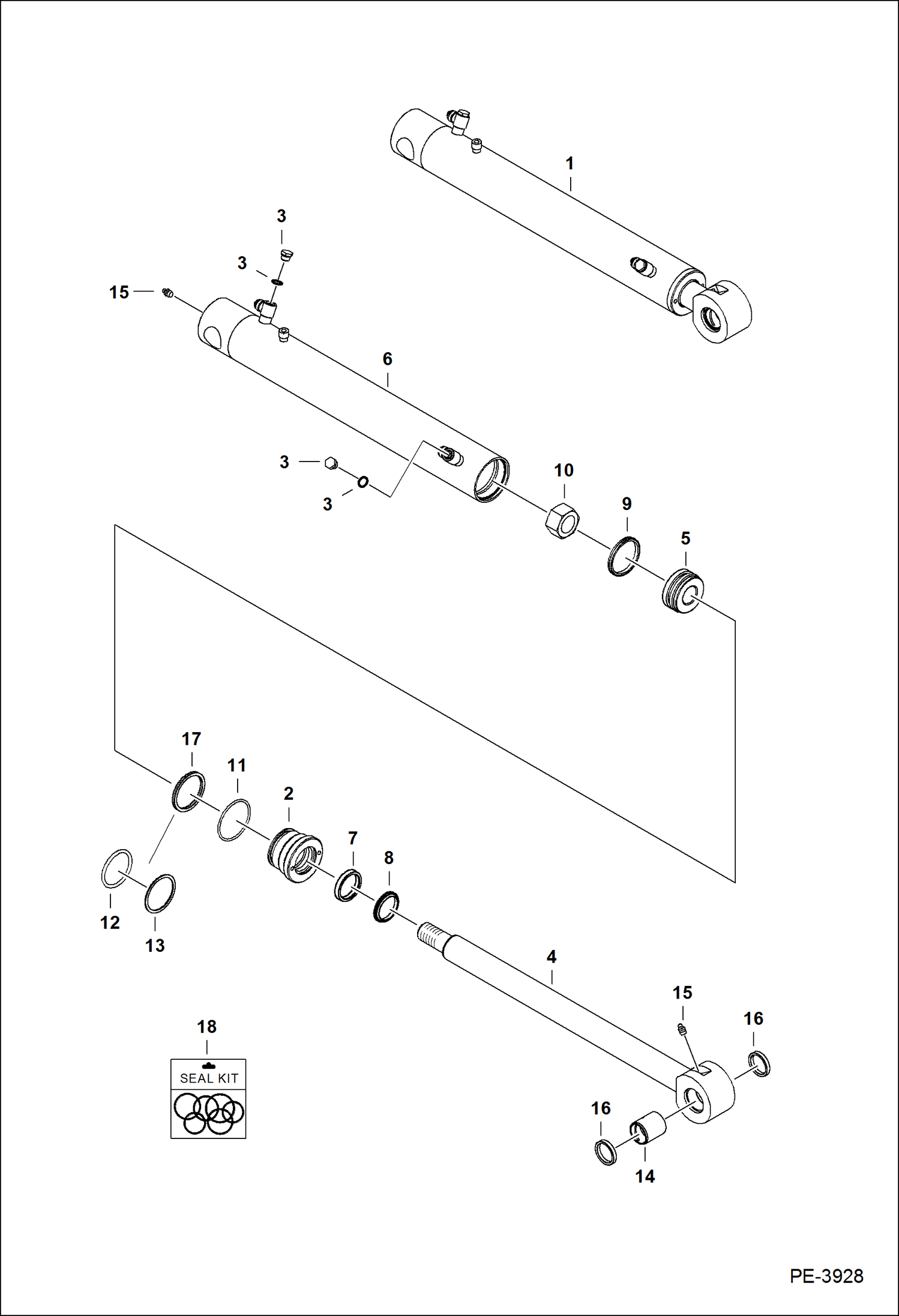 Схема запчастей Bobcat E32 - BUCKET CYLINDER HYDRAULIC SYSTEM