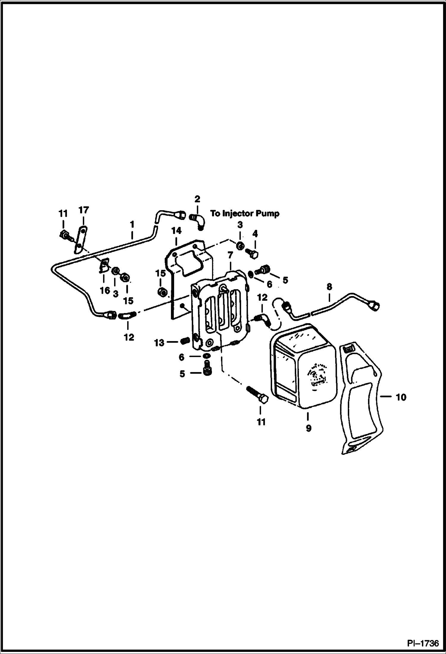 Схема запчастей Bobcat 900s - FUEL FILTER & LINES (E S/N 421306 & Below) POWER UNIT