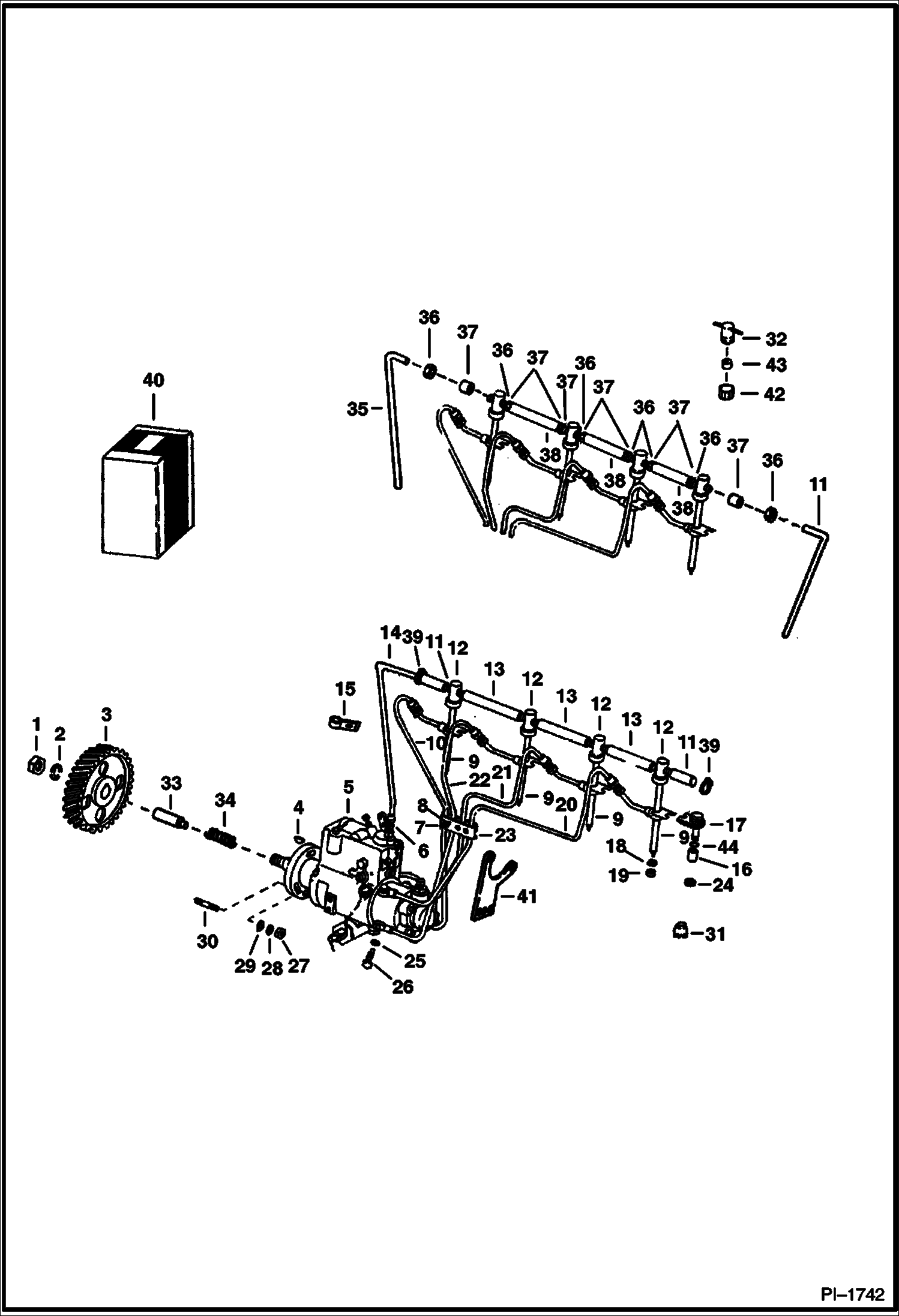 Схема запчастей Bobcat 900s - FUEL INJECTION SYSTEM (Engine S/N 621172-1983 & Below & S/N 129222-1985 & Below) POWER UNIT
