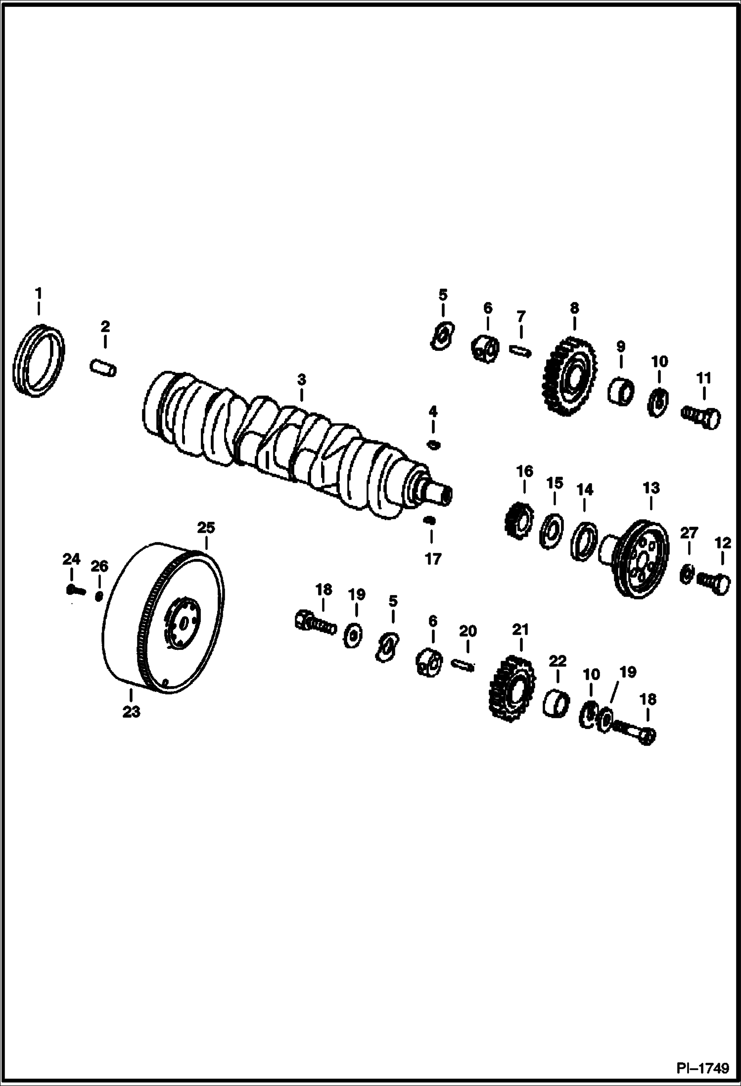Схема запчастей Bobcat 900s - CRANKSHAFT & IDLER GEARS POWER UNIT
