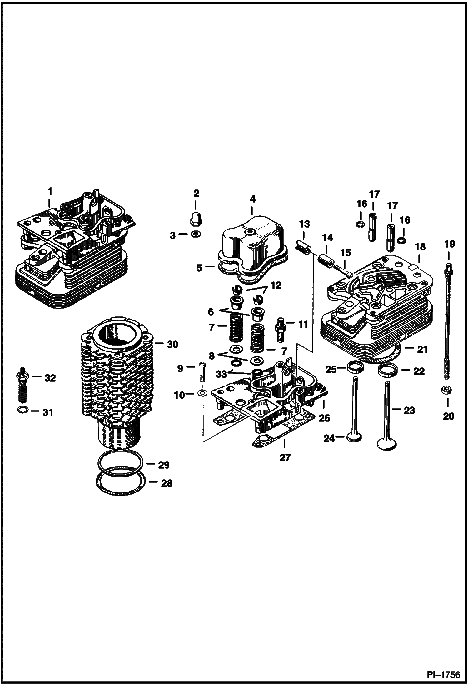 Схема запчастей Bobcat 700s - CYLINDER BLOCK & HEADS POWER UNIT