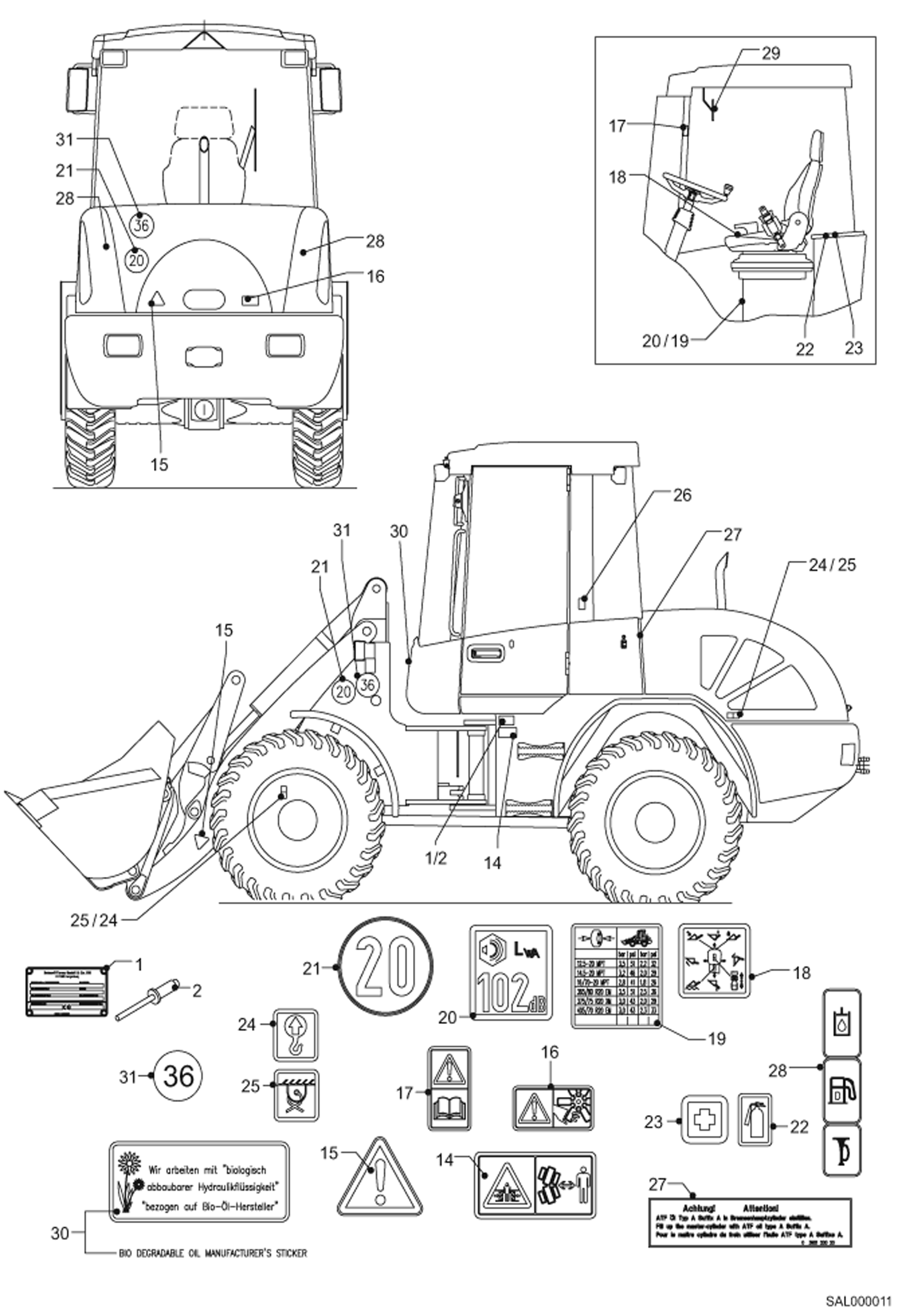 Схема запчастей Bobcat AL440 - DECALS MAIN FRAME
