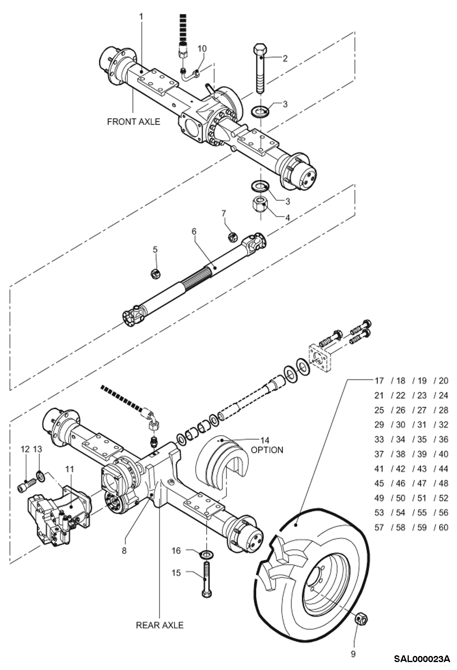 Схема запчастей Bobcat AL440 - AXLE, TIRES 36 km/h Fast Travel Version DRIVE SYSTEM