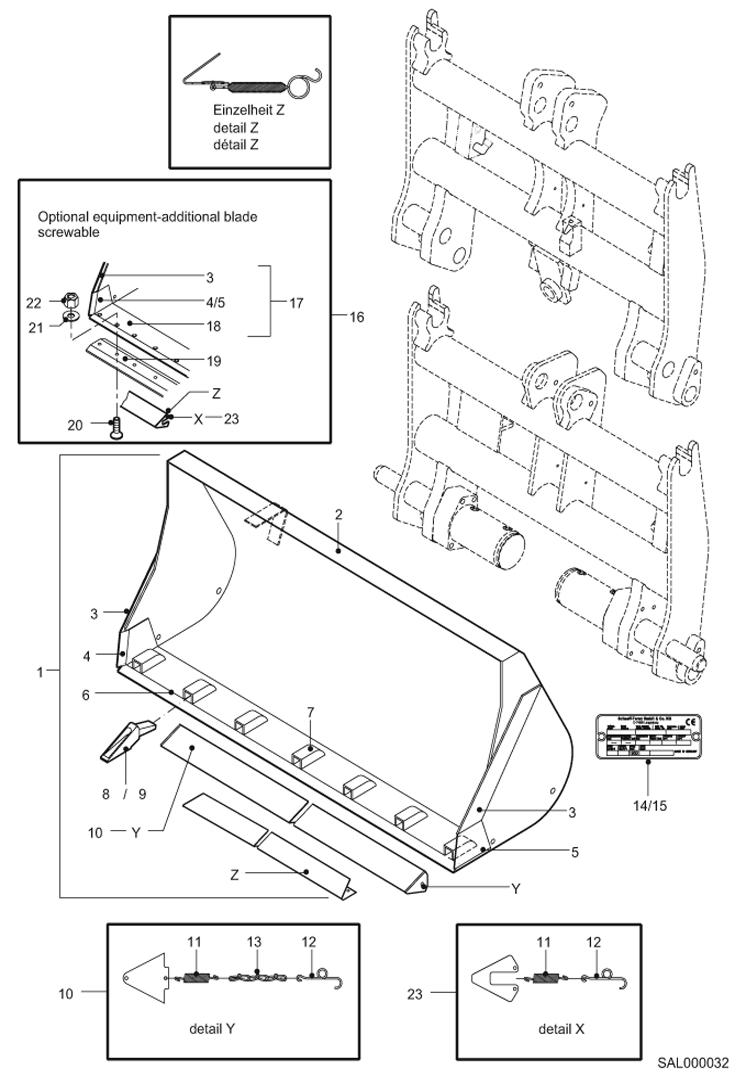 Схема запчастей Bobcat AL440 - EARTH SHOVEL Навесное оборудование