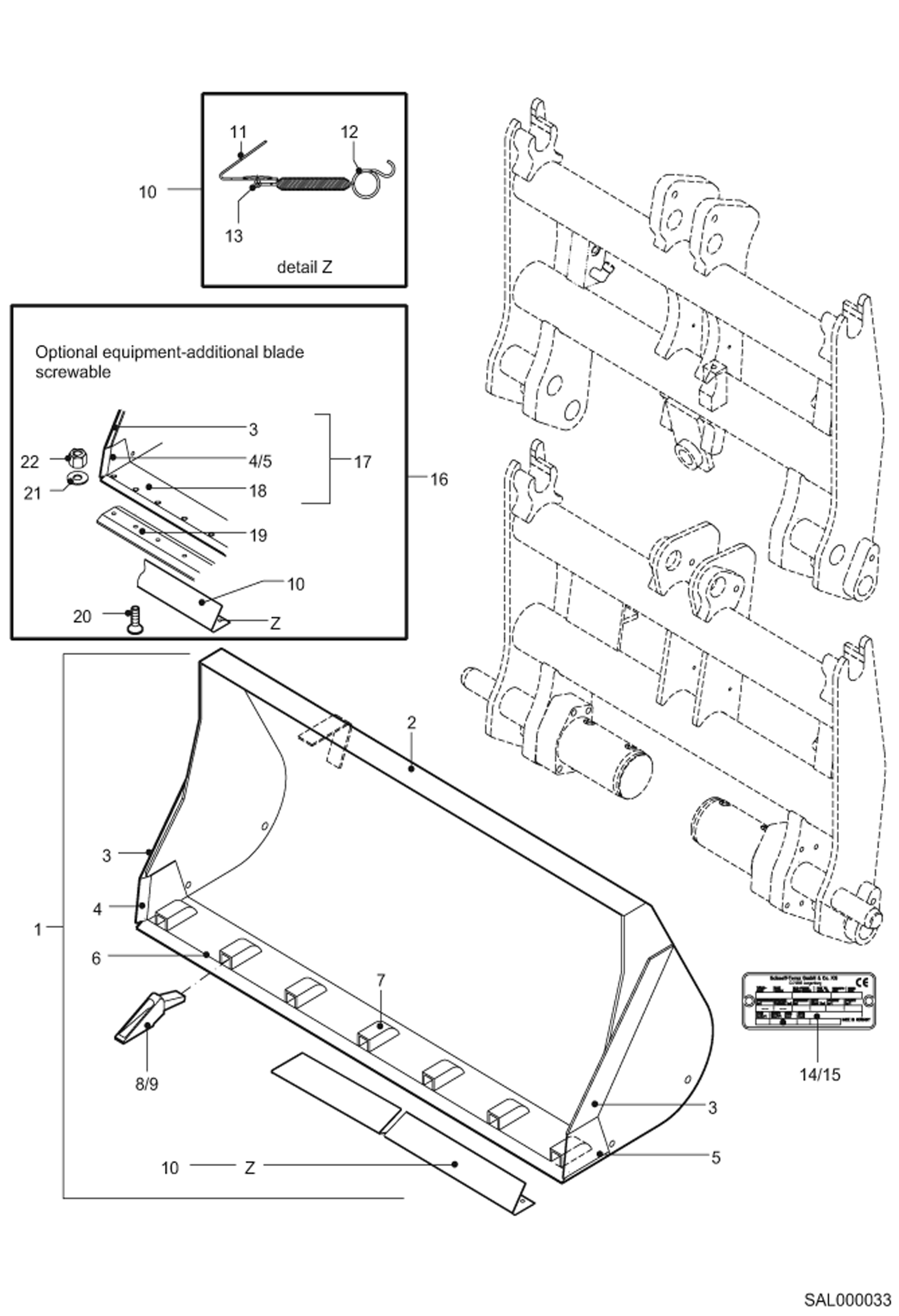 Схема запчастей Bobcat AL440 - EARTH SHOVEL 1950mm 0.88CBM Навесное оборудование