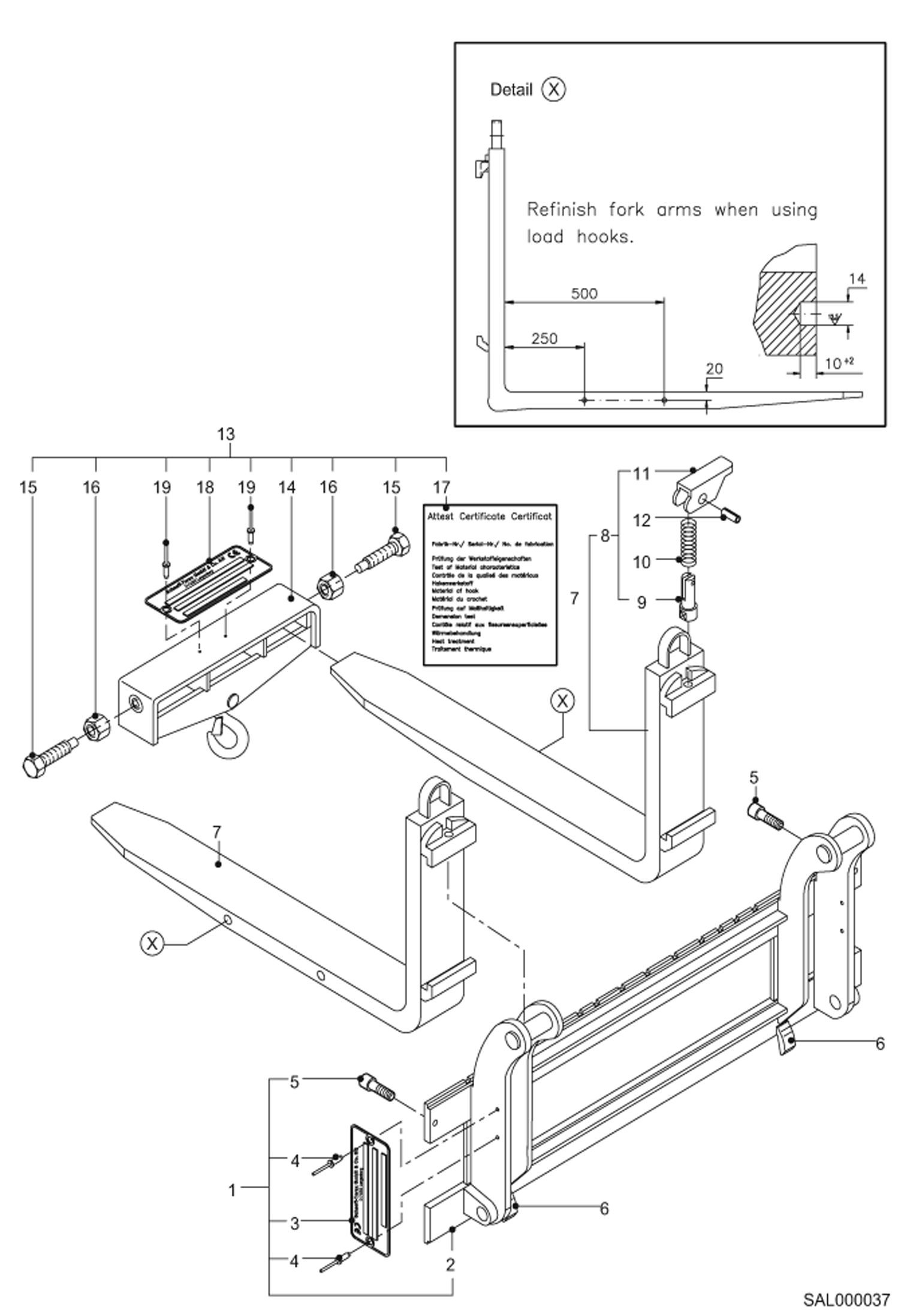 Схема запчастей Bobcat AL440 - STACKER EQUIPMENT, CRANE HOOK Навесное оборудование