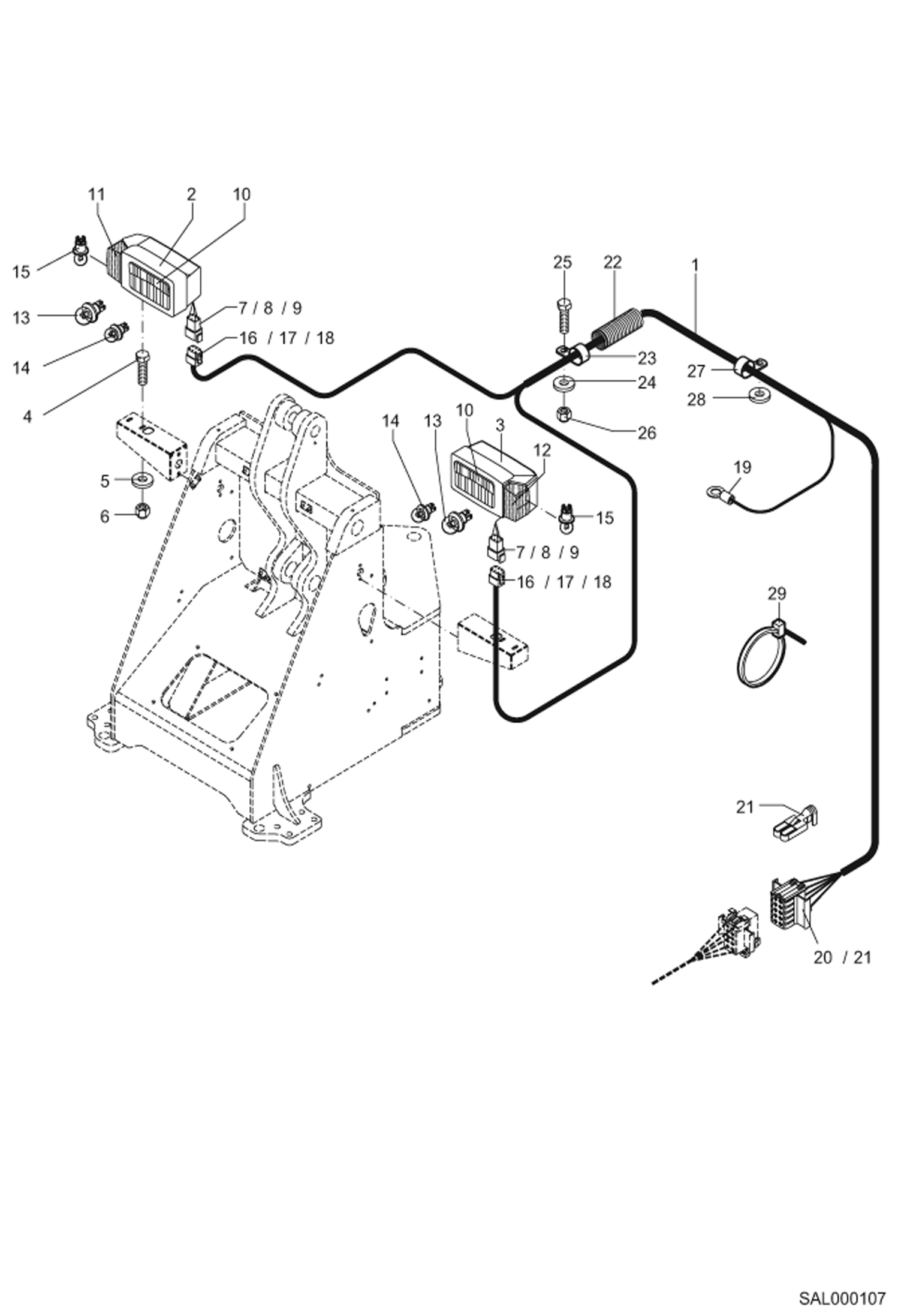 Схема запчастей Bobcat AL440 - FRONT CHASSIS ELECTRICITY ELECTRIC INSTALLATION