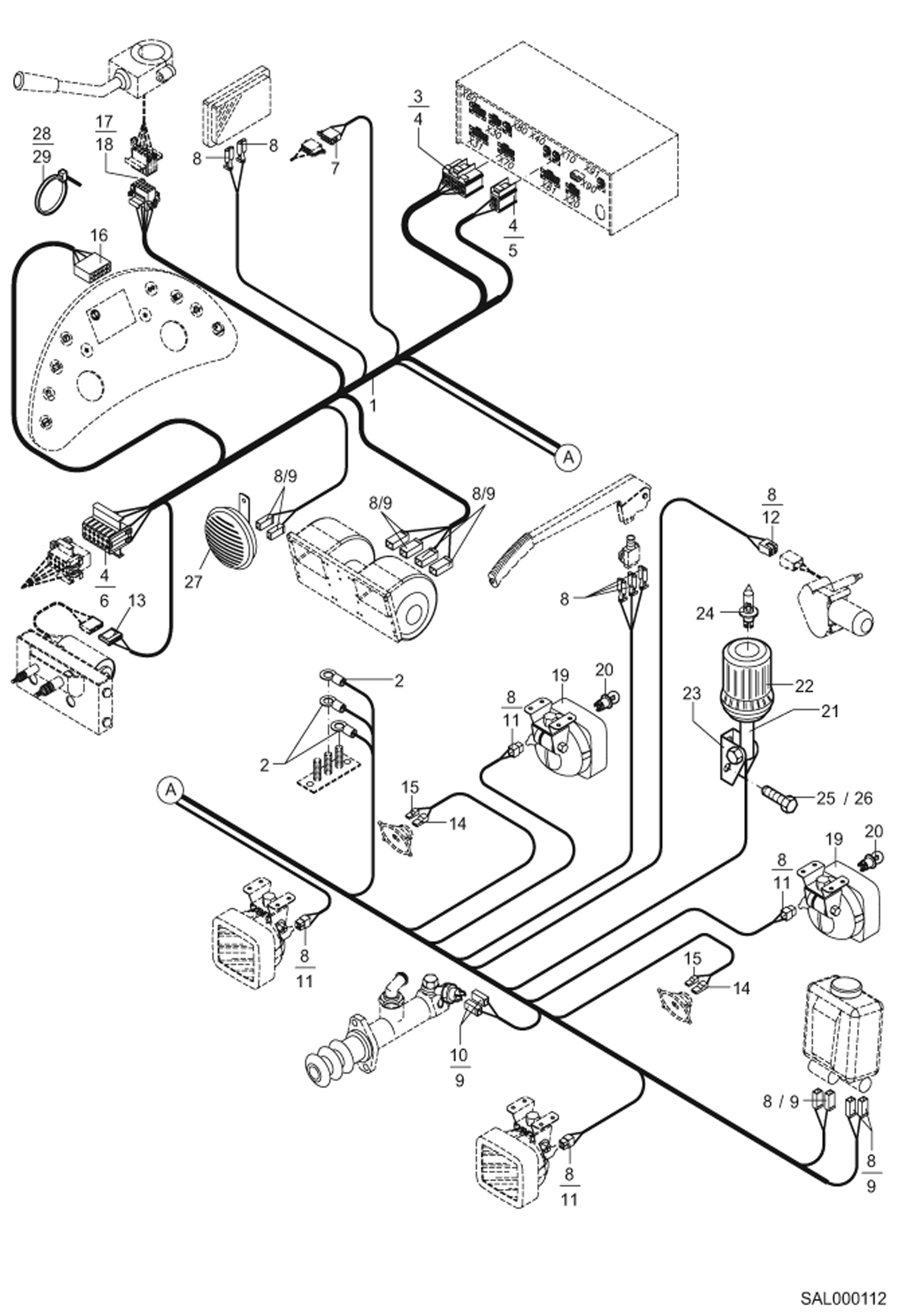 Схема запчастей Bobcat AL350 - OPERATORS CAB ELECTRICITY ELECTRIC INSTALLATION